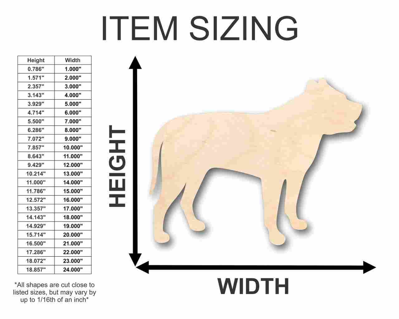 DIY Unfinished Wood Pitbull Dog Shape Craft - Up to 46 Inches
