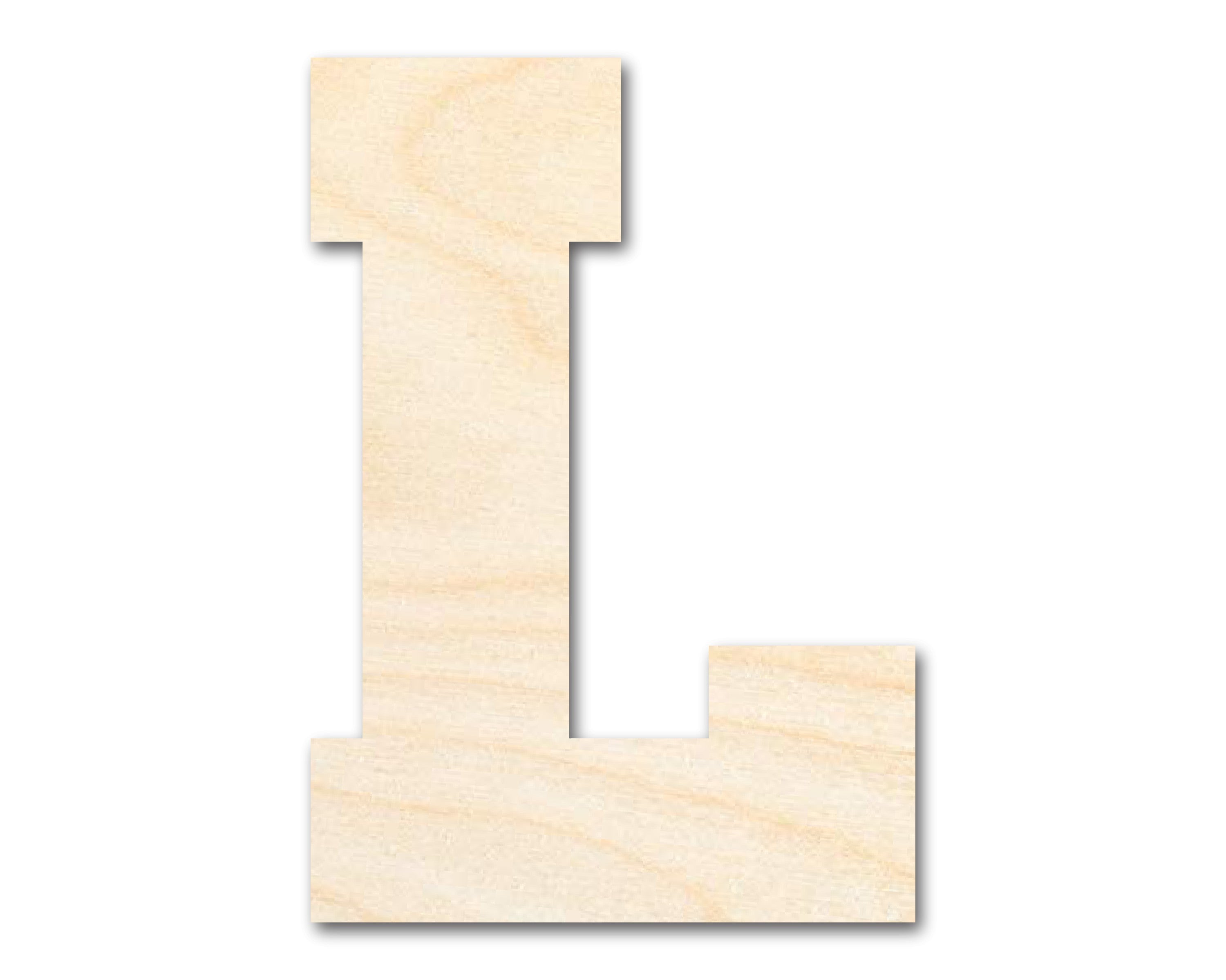 Unfinished Baltic Birch Wood Varsity Team Font - L Shape DIY Craft Cutouts, Up to 46 Inches for Various DIY Projects