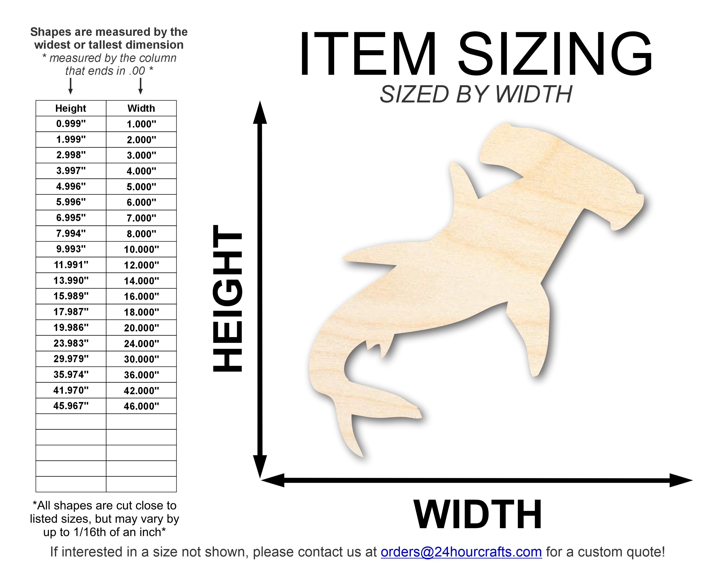 DIY Unfinished Baltic Birch Hammer Head Shark Shape Wood Cutout up to 46"