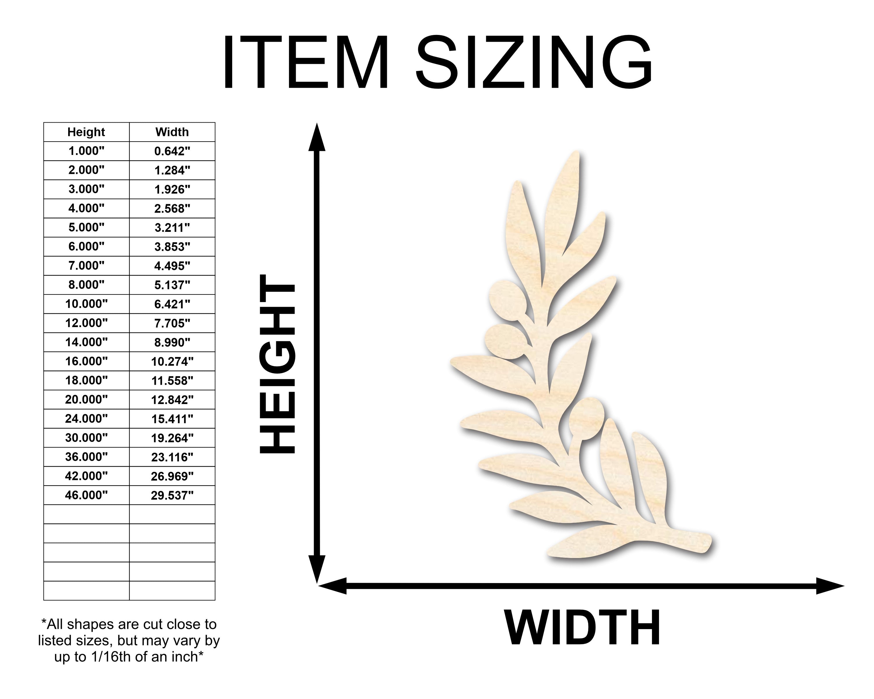 Unfinished Wood DIY Craft Supplies in Olive Branch Shape - Suitable for up to 46 DIY Projects