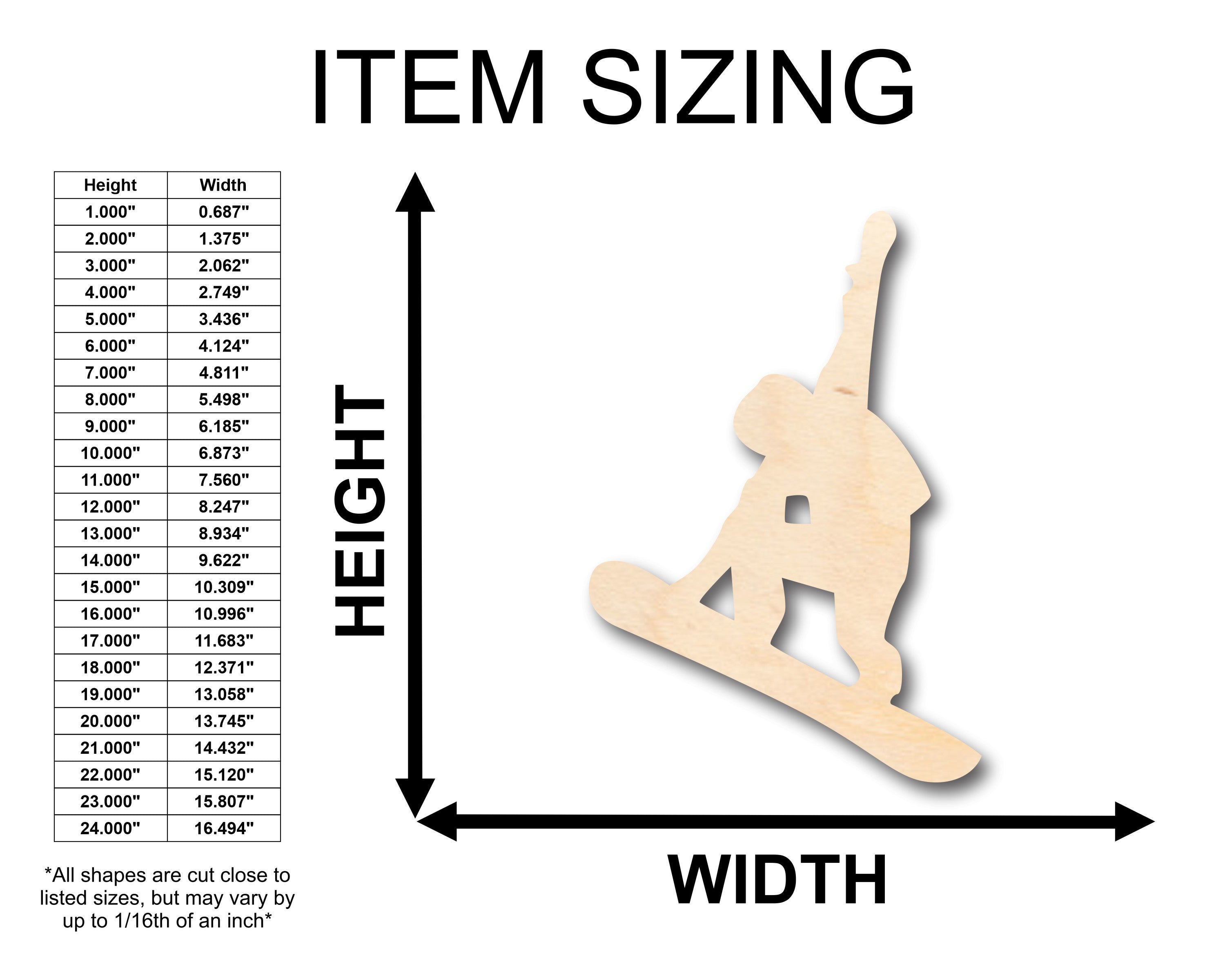 Unfinished Wood Snowboarding - Shaped DIY Craft Items for Up to 46 Projects