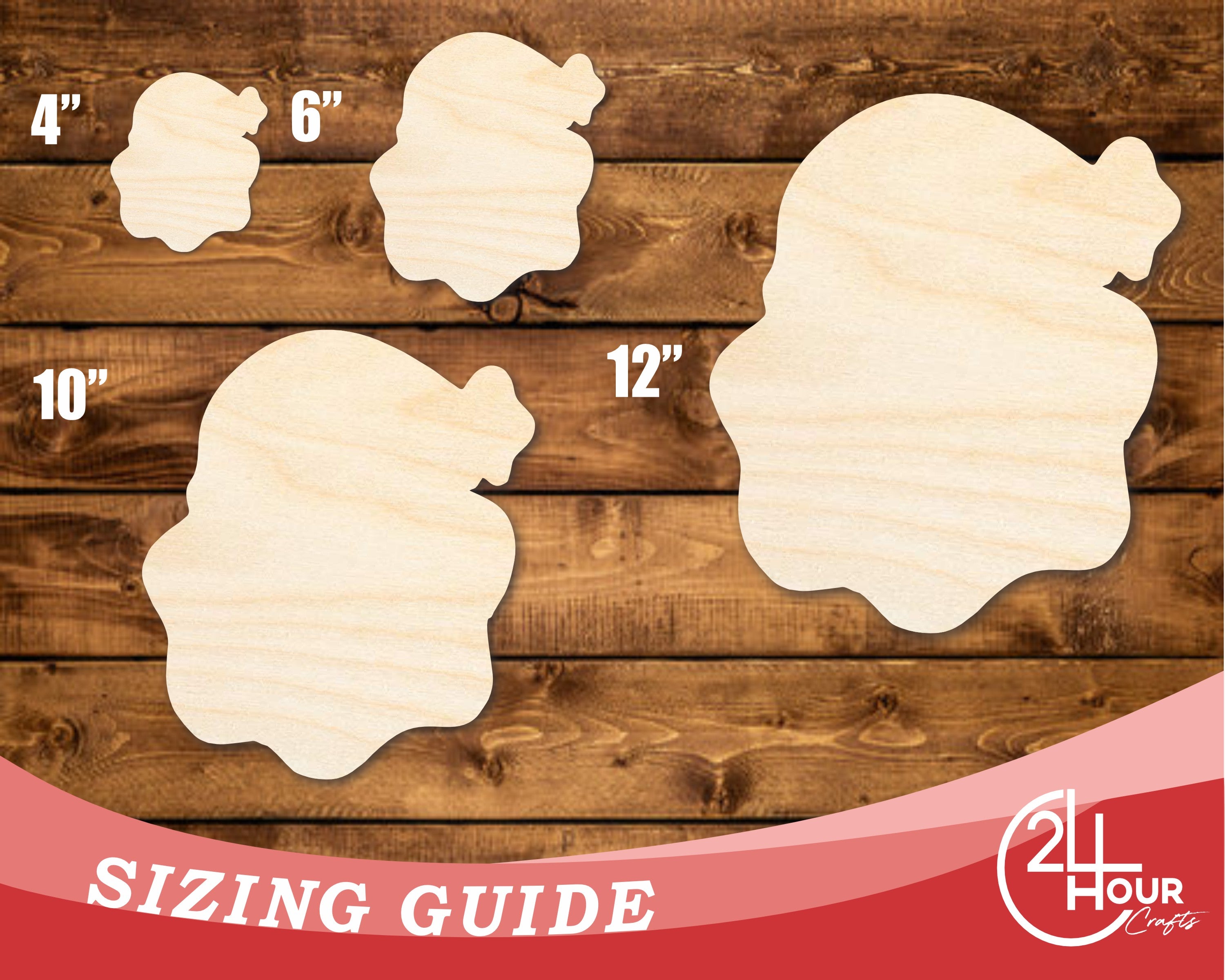DIY Unfinished Cute Santa Shape Wood Cutout, Up to 46 Inches for 24+ DIYs