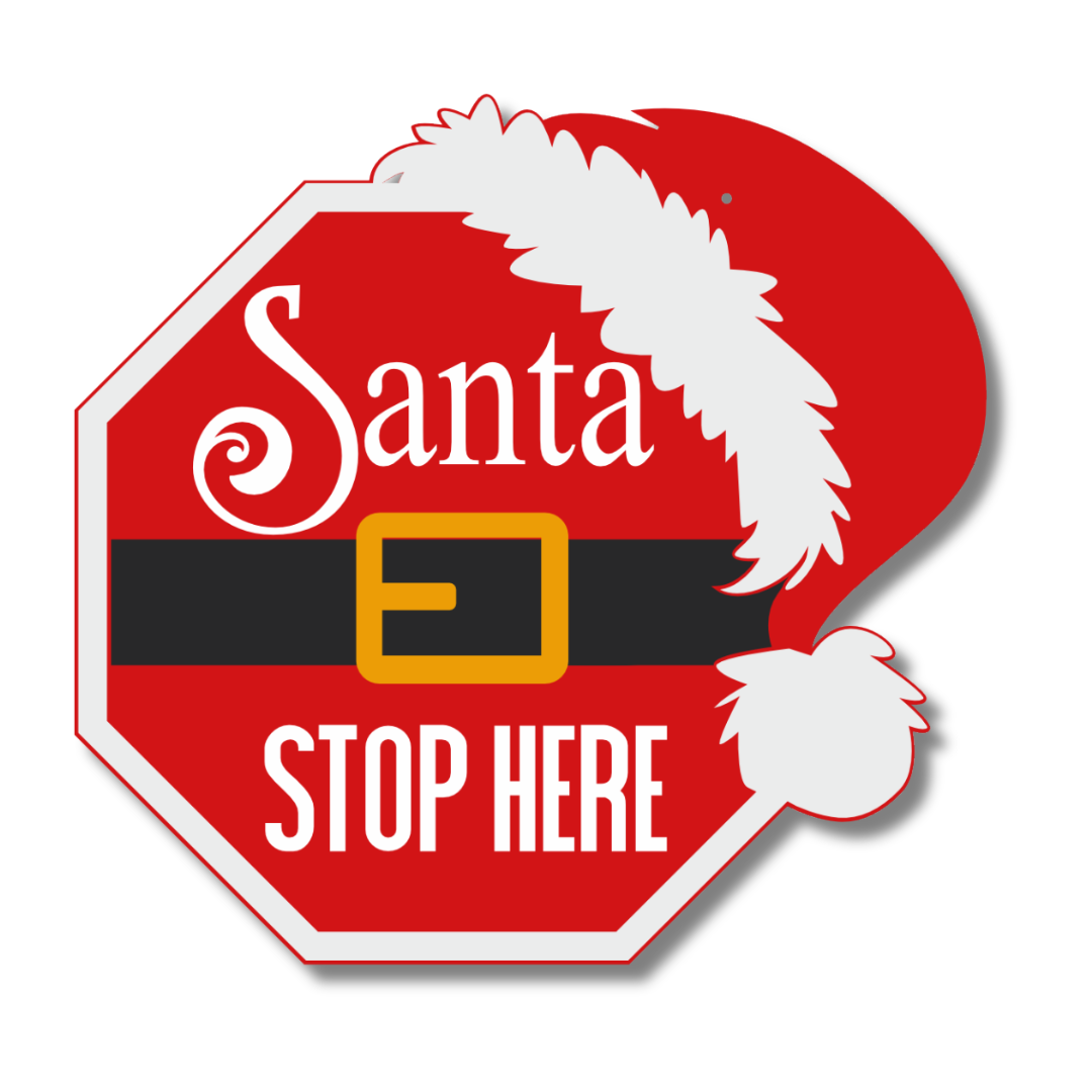 Unfinished Handmade Wood Santa Stop Here Door Sign Craft Kit | 1/4 - inch Thick Wood Craft Cutouts for Decorative Purposes