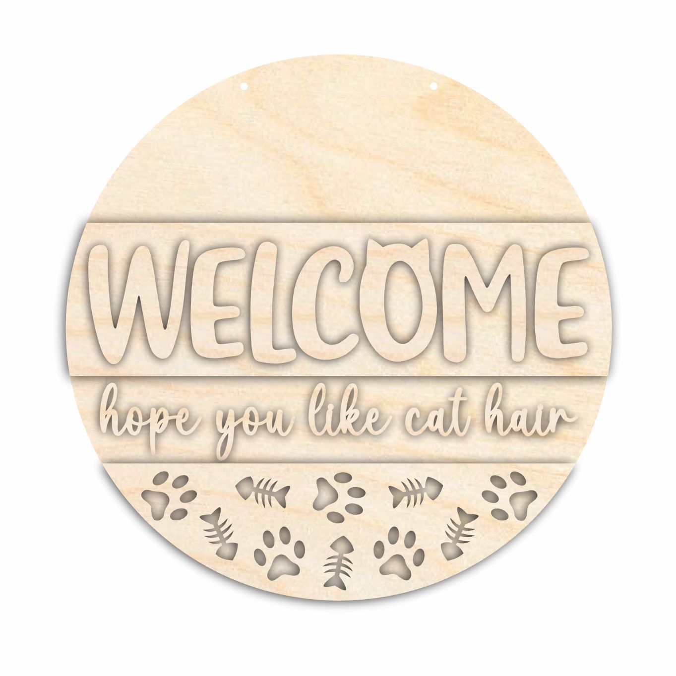 Unfinished Wood Cat-shaped Welcome Door Sign Craft Kit - 1/4 Inch Thick Wood Cutouts for Creative Decor