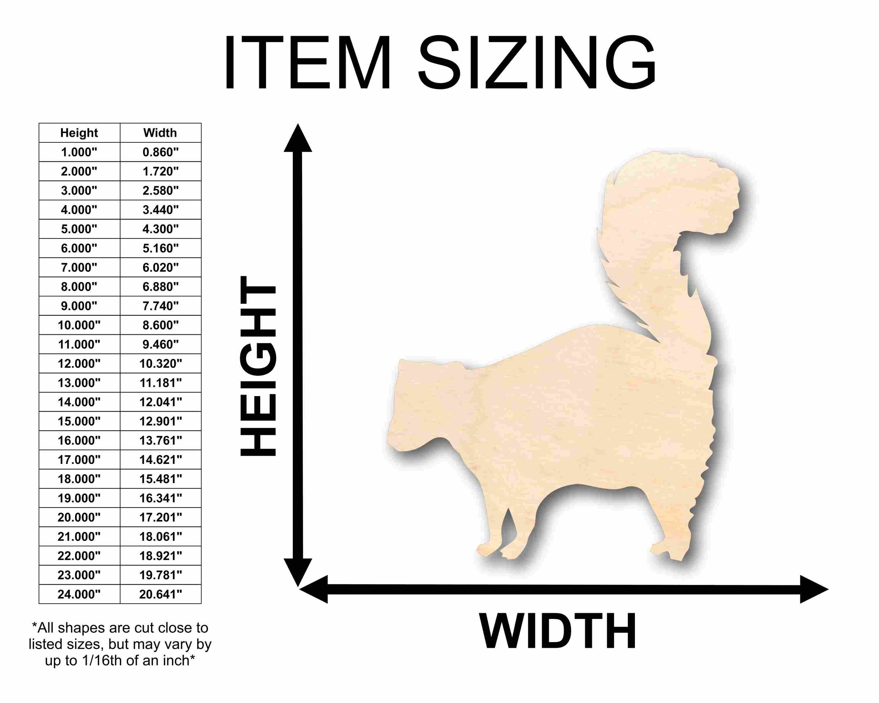 DIY Unfinished Wood Skunk Silhouette - Up to 46 Crafting Options