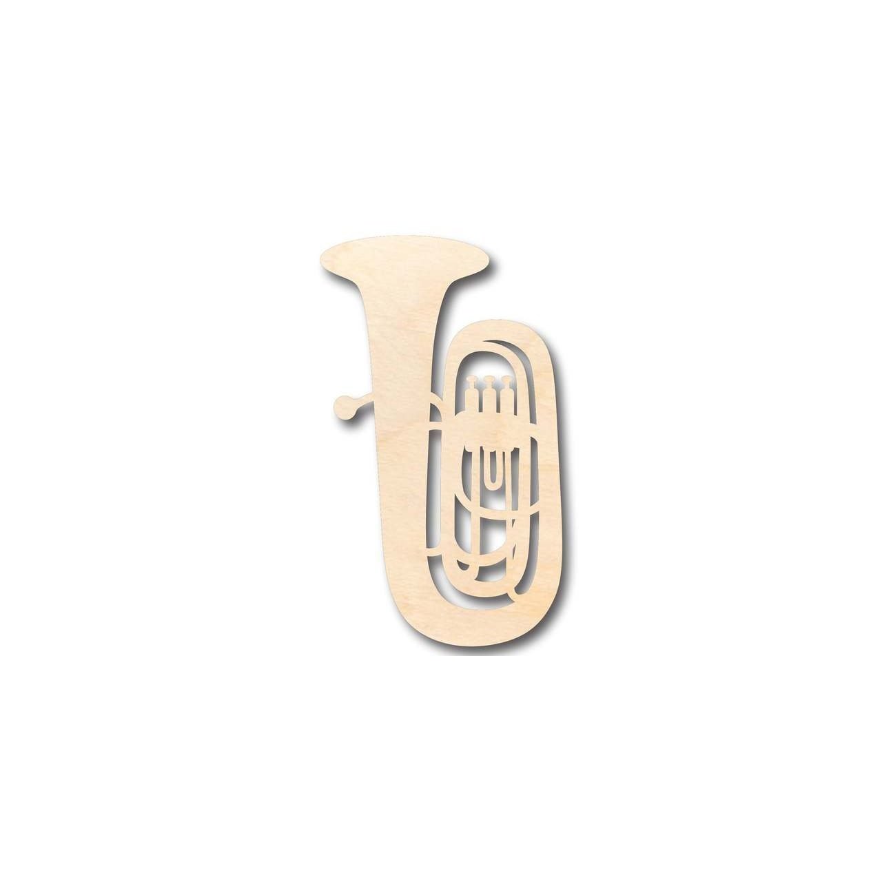 Unfinished Baltic Birch Wood Tuba Shape for Music and Craft Projects, Ideal for up to 46 DIY Endeavors
