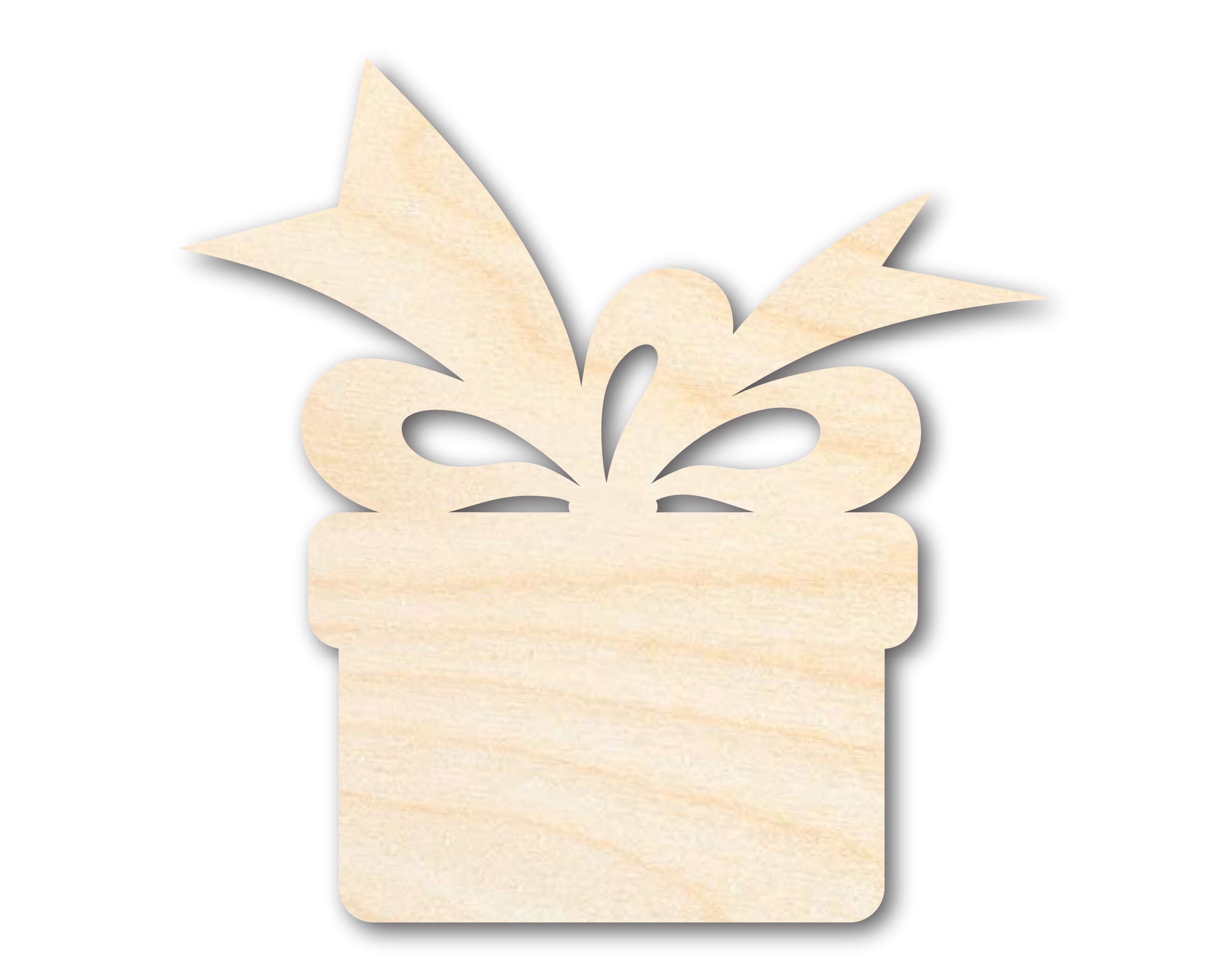 DIY Unfinished Birch Wood Christmas Present Cutout, Sizes Up to 36 Inches