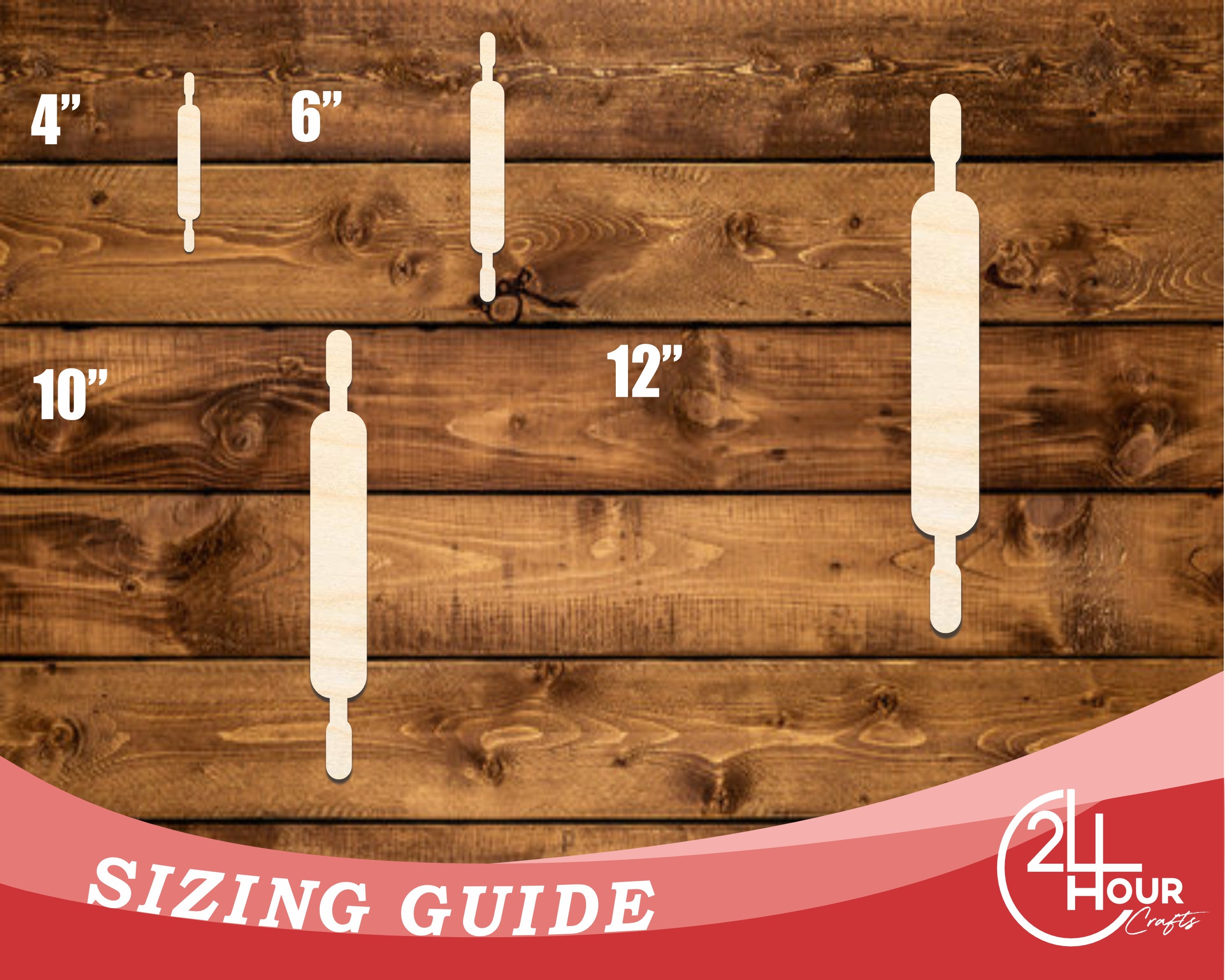 Unfinished DIY Craft Cutout in the Shape of a Wood Rolling Pin | Up to 46 Inches for Do - It - Yourself Projects