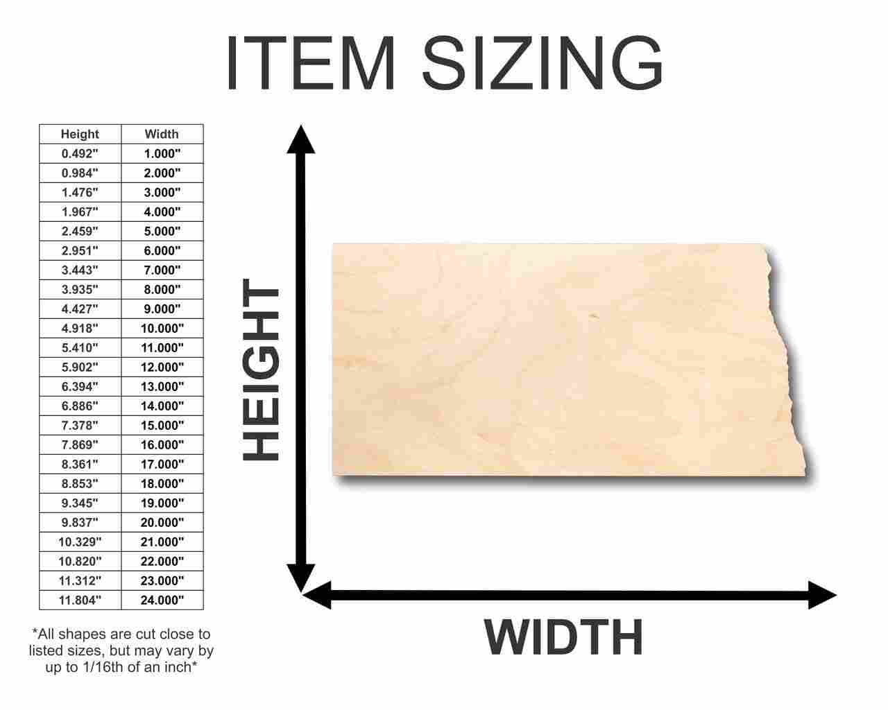 DIY Unfinished Baltic Birch North Dakota State Wood Shape up to 24 Inches
