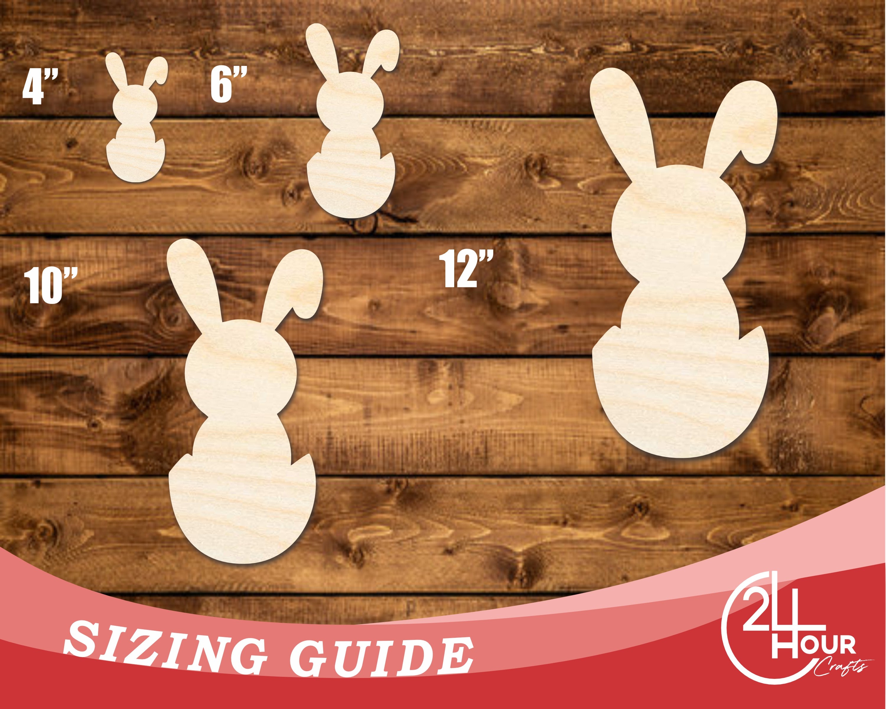 DIY Unfinished Baltic Birch Cute Bunny Shape Cutouts up to 46 Inches