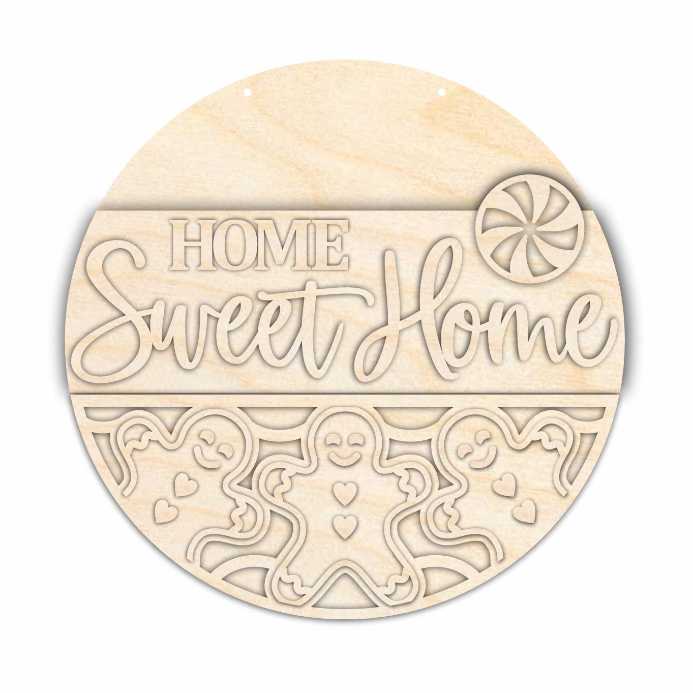 Unfinished Wood Door Sign Kit in Gingerbread Home Sweet Home Design | 1/4-Inch Thick Wood Craft Cutouts
