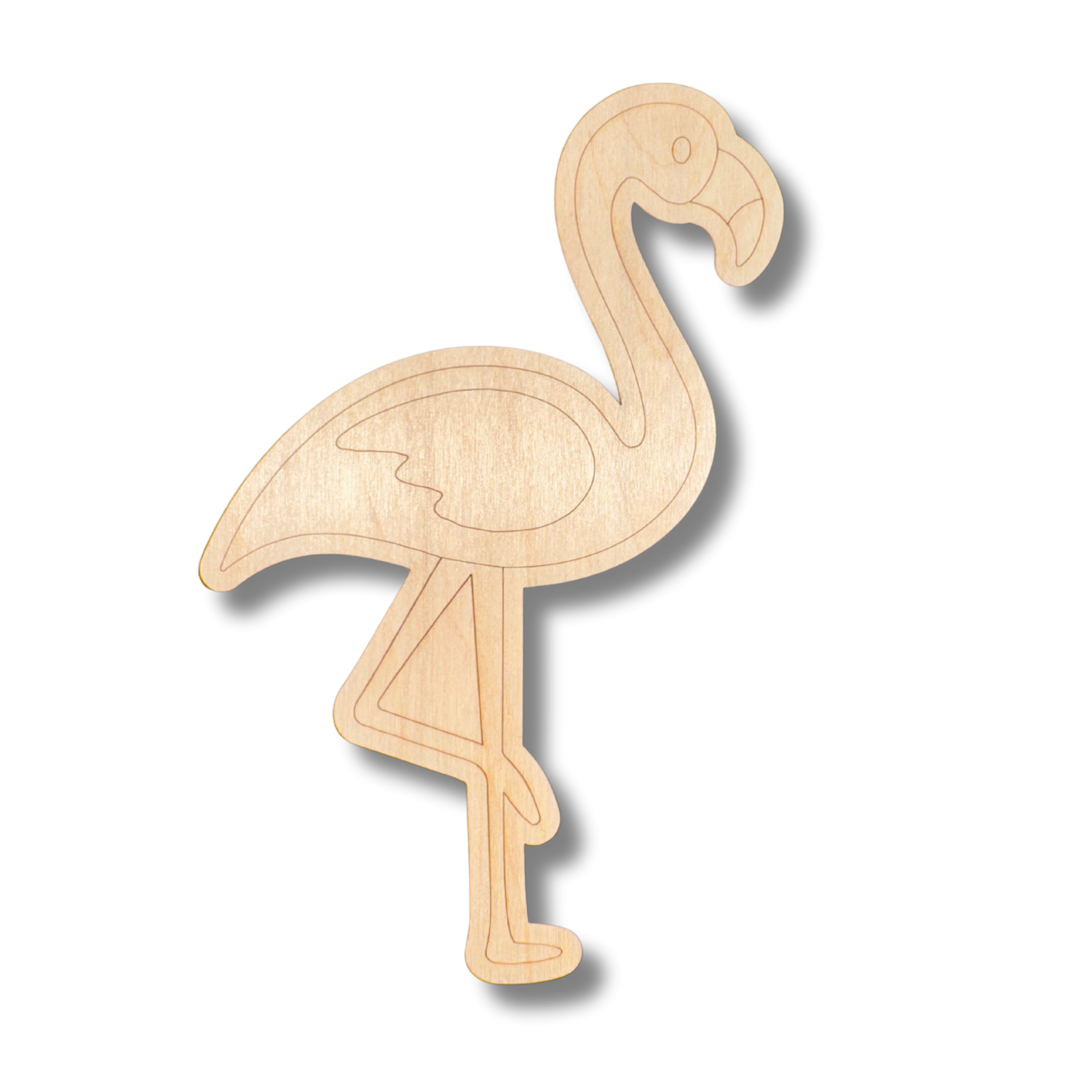 Unfinished Wood Hand - Etched Flamingo - Shaped DIY Paint - by - Line Crafts for up to 30 Projects