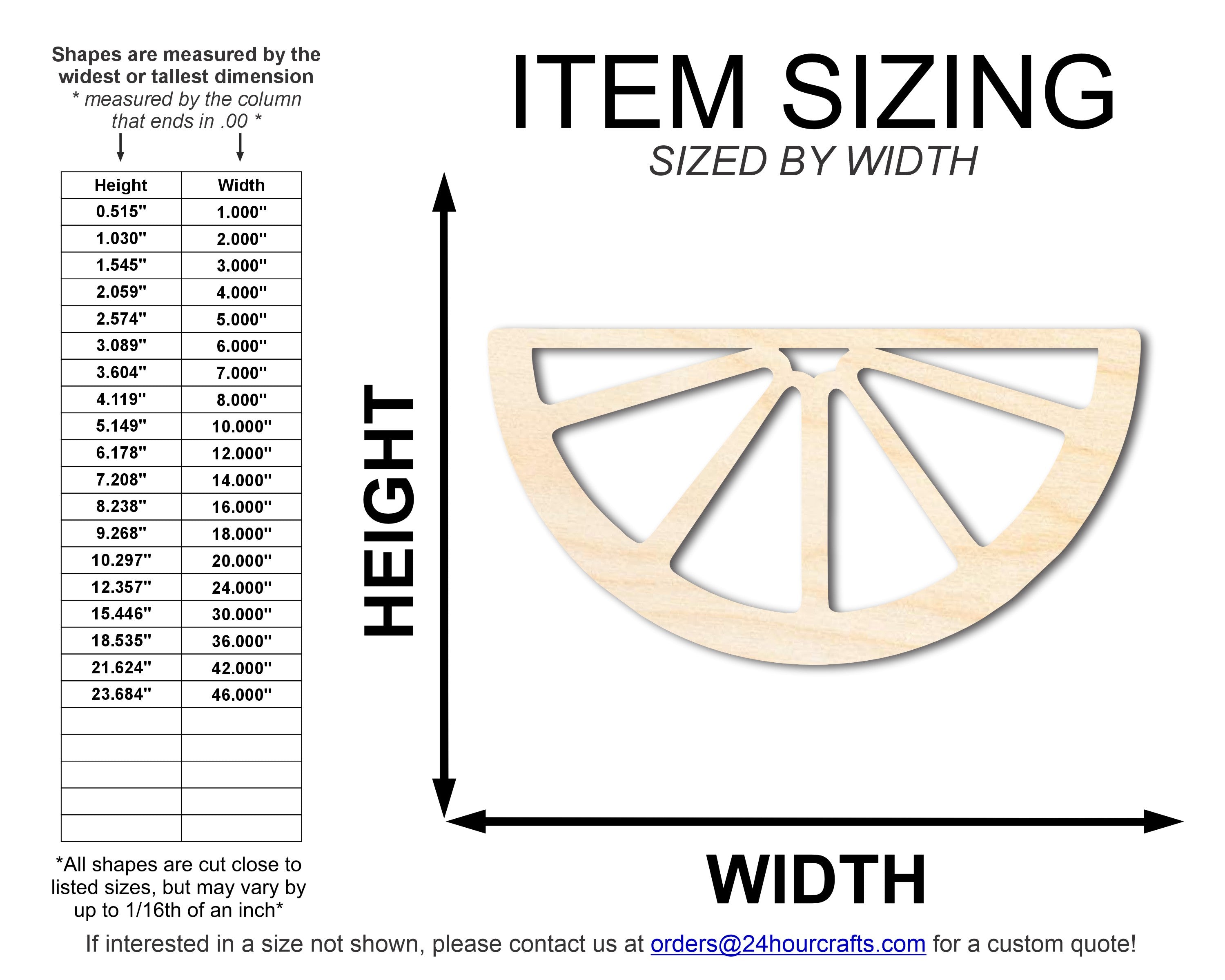 DIY Unfinished Baltic Birch Orange Slice Shape Cutouts up to 46 Inches