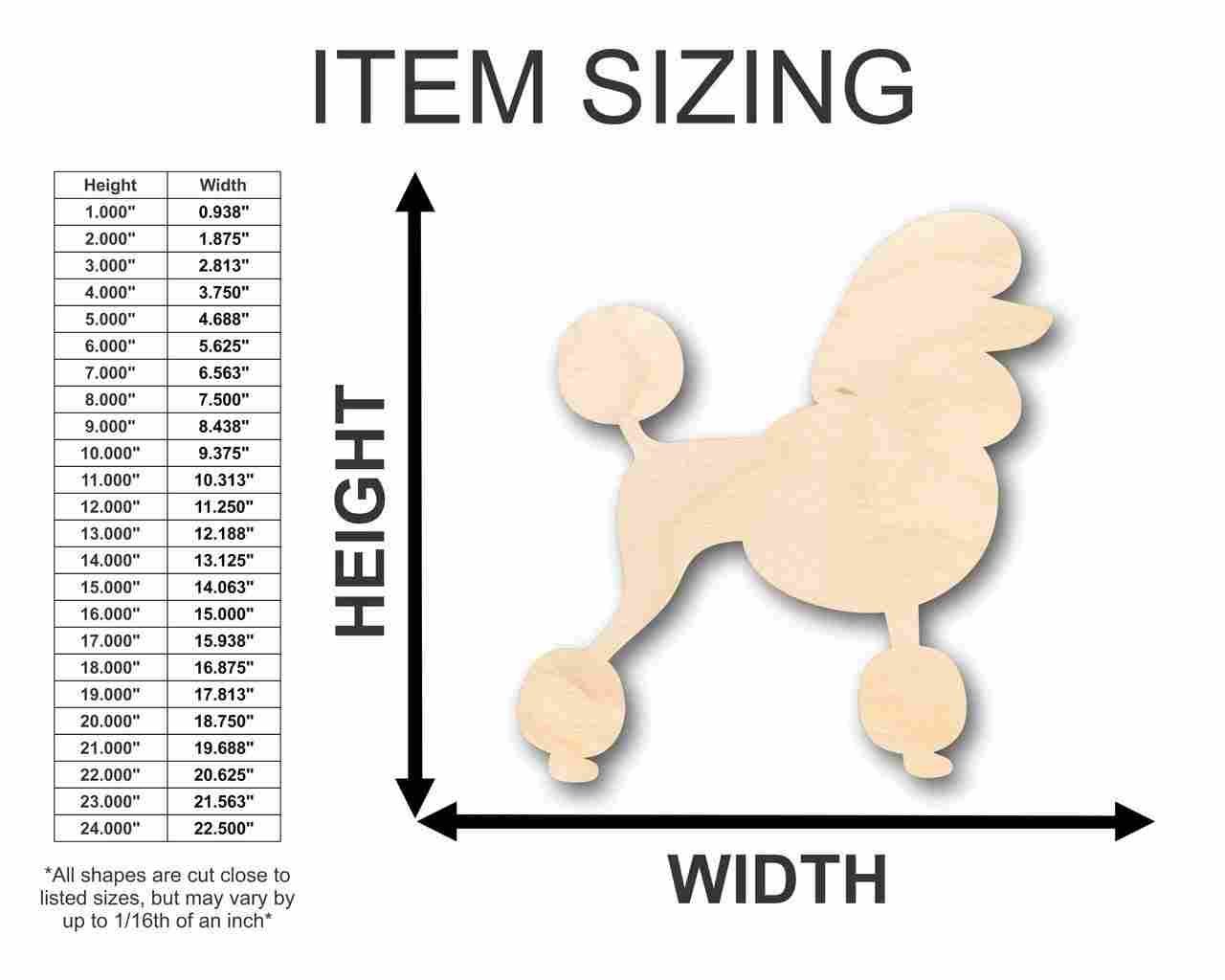 Unfinished Wood Poodle Dog Shape - Ideal for Animal and Pet - Themed DIY Crafts up to 46 Variations