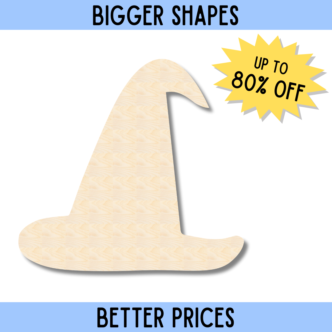 Large-Scale, Cost-Effective Unfinished Wood Witch Hat Silhouette for DIY Crafts
