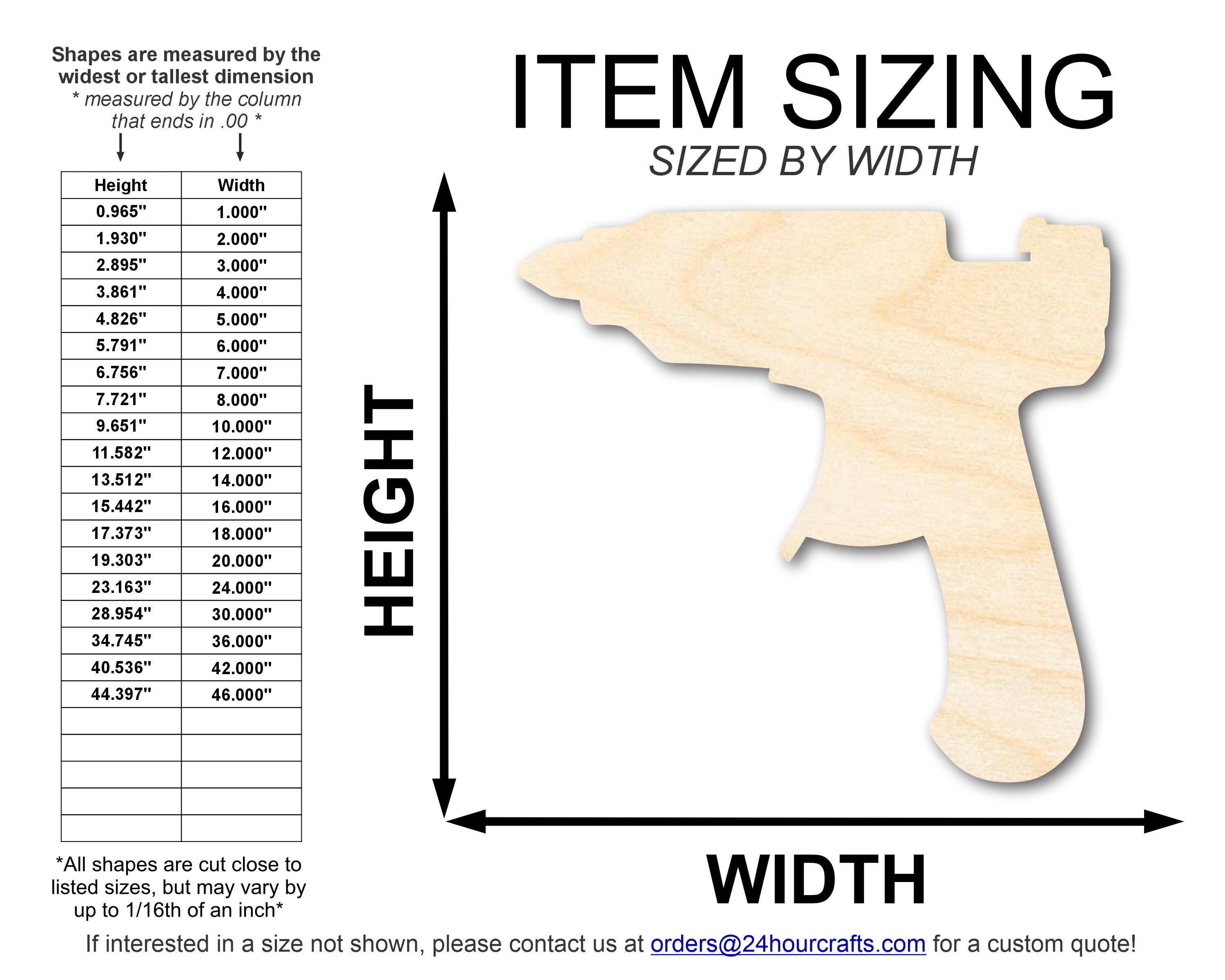 DIY Unfinished Baltic Birch Hot Glue Gun Shape Cutouts up to 46 Inches