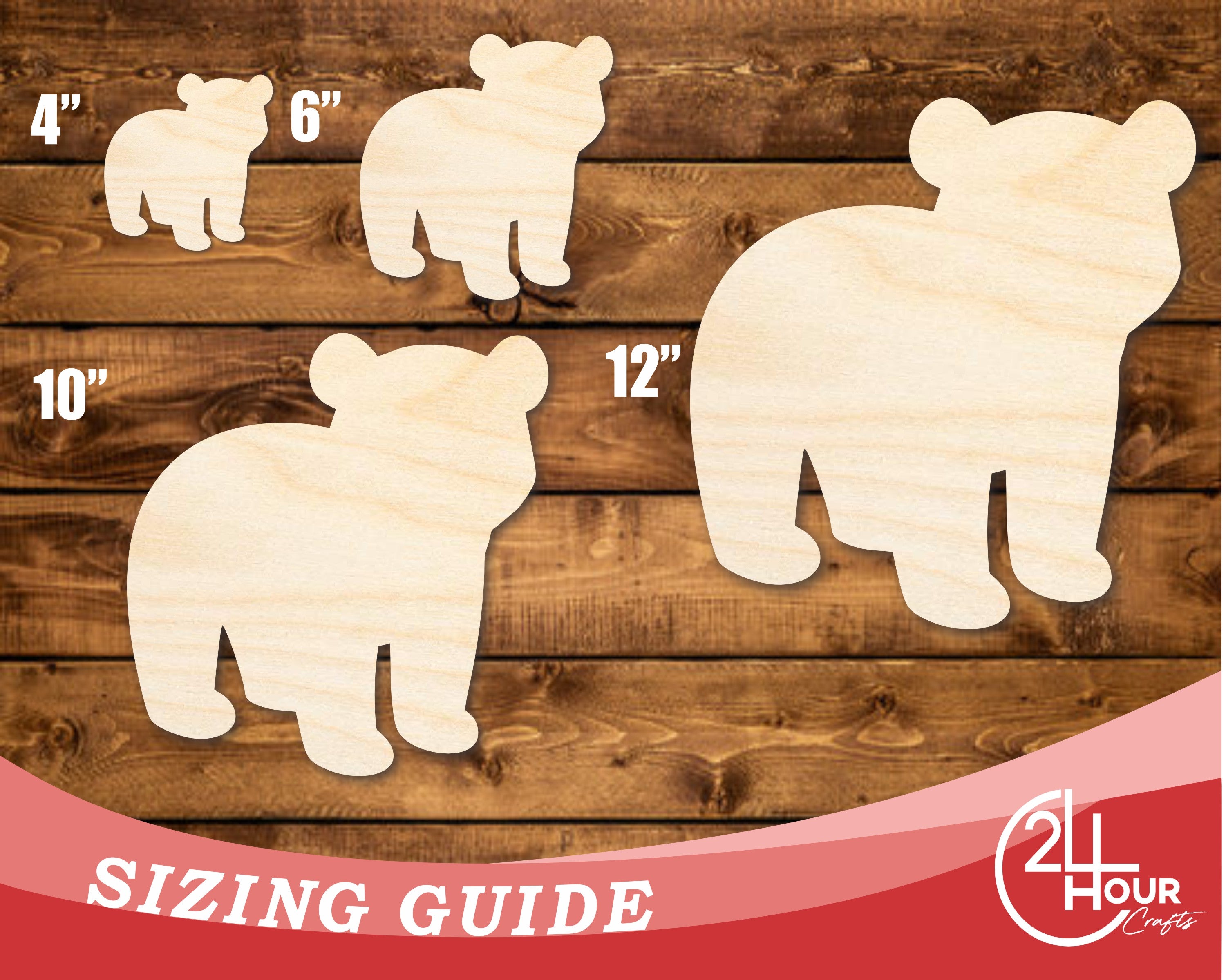 Unfinished Baltic Birch Wood Cute Polar Bear Shape Cutout for DIY Crafts, Up to 46 Inches for 46 Different DIY Projects