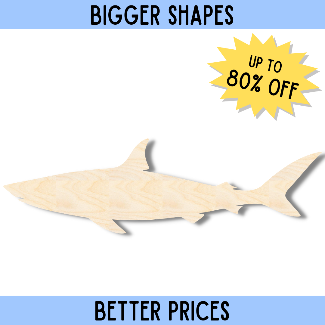 DIY Craft Cutout: Unfinished Wood Shark Shape - Bigger and Even Better for Your Crafting Needs