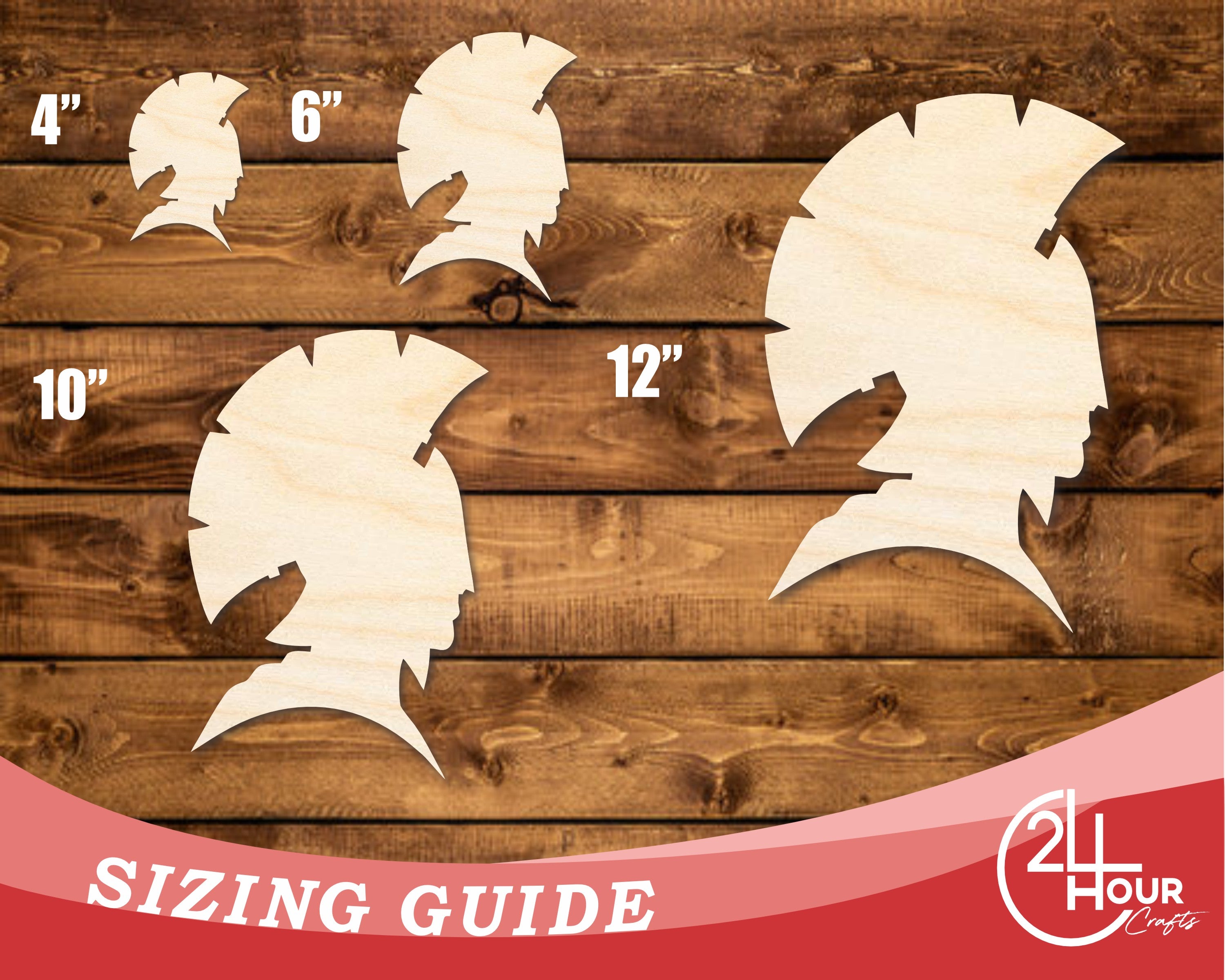 DIY Unfinished Baltic Birch Warrior Mascot Shape Cutout up to 46 Inches