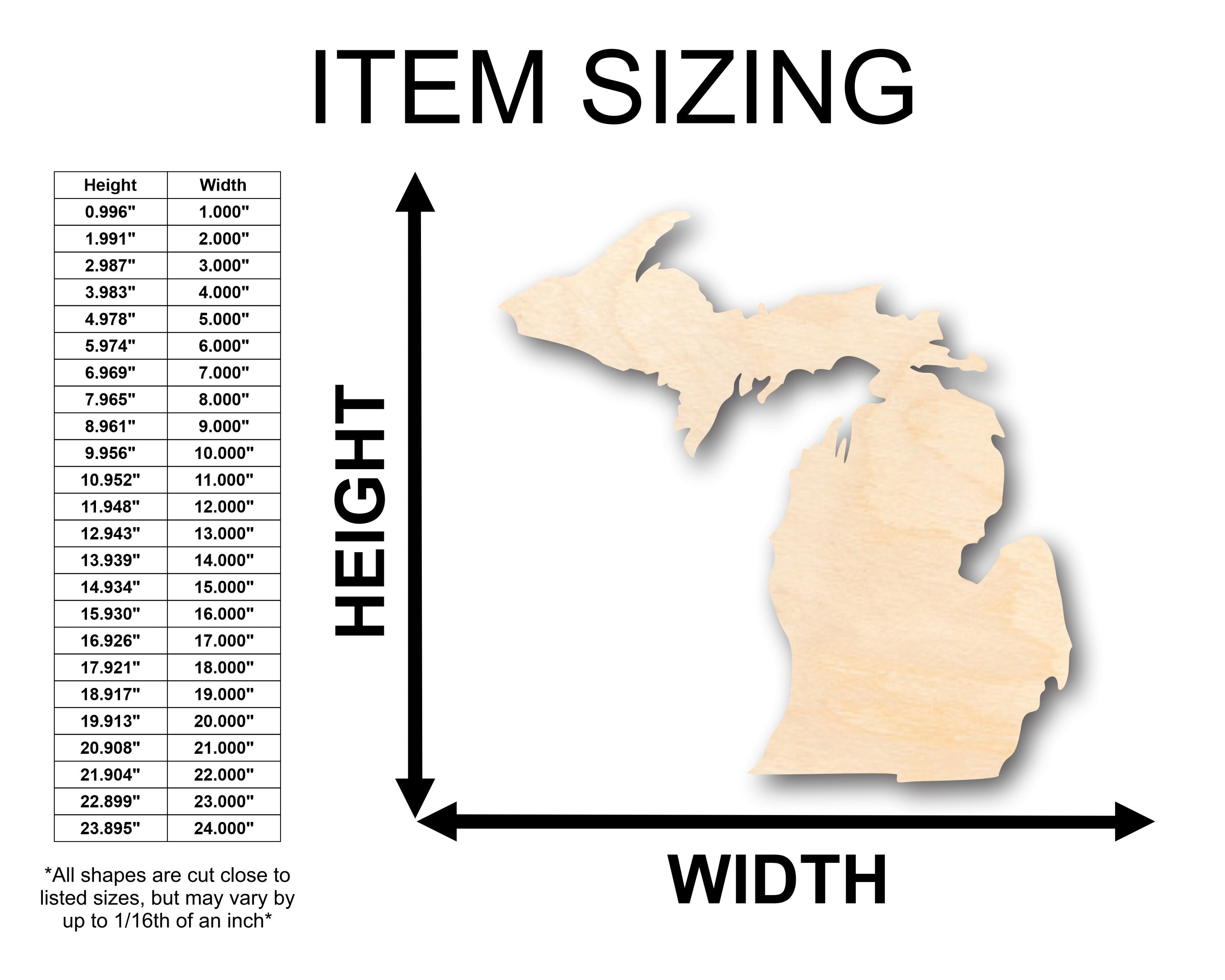 Unfinished Baltic Birch Wood Michigan Connected Shape Craft Supplies for Up to 46 DIY Projects