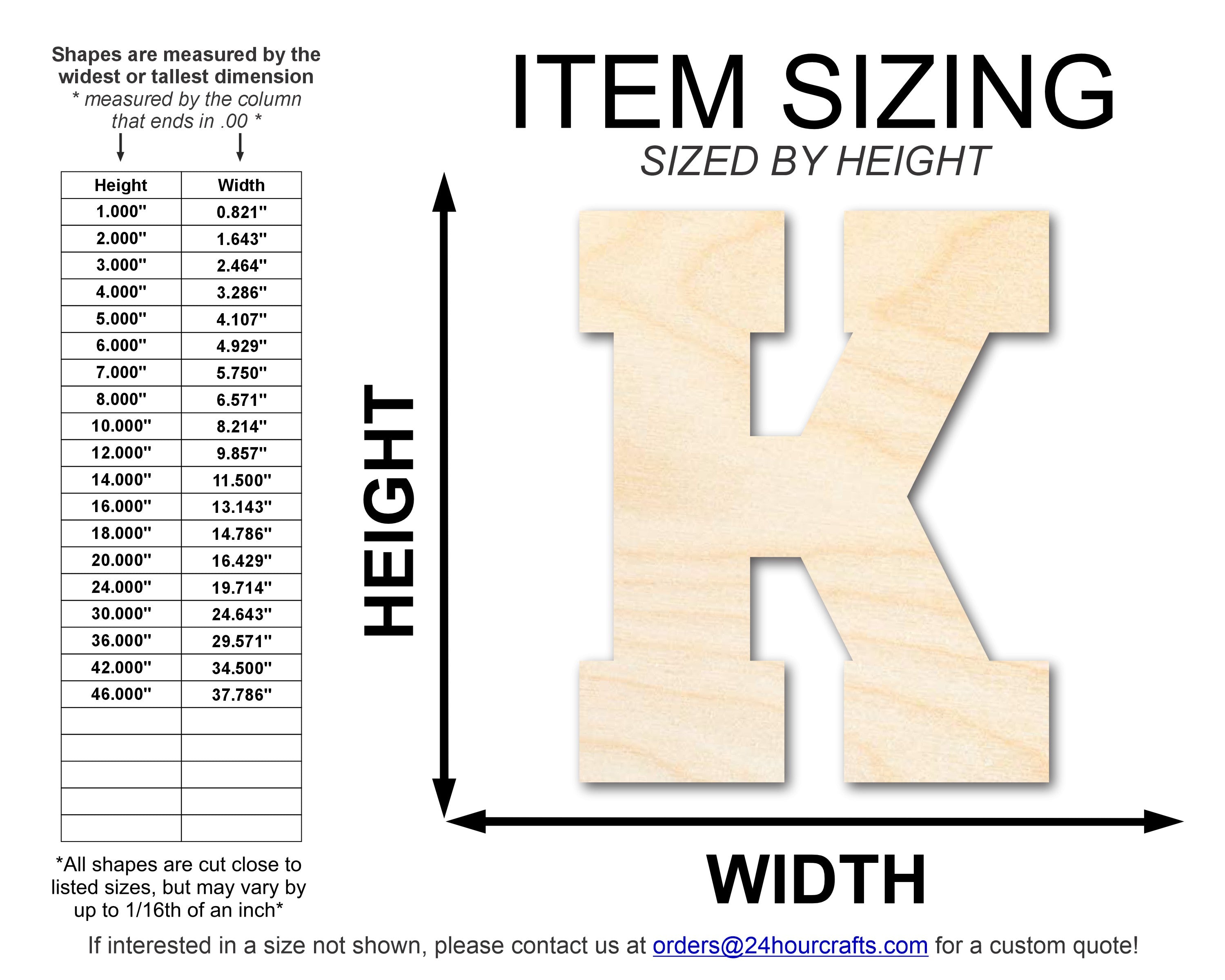 Unfinished Baltic Birch Wood Varsity Team Font - K Shape DIY Craft Cutouts, Up to 46 Inches for Multiple DIY Projects