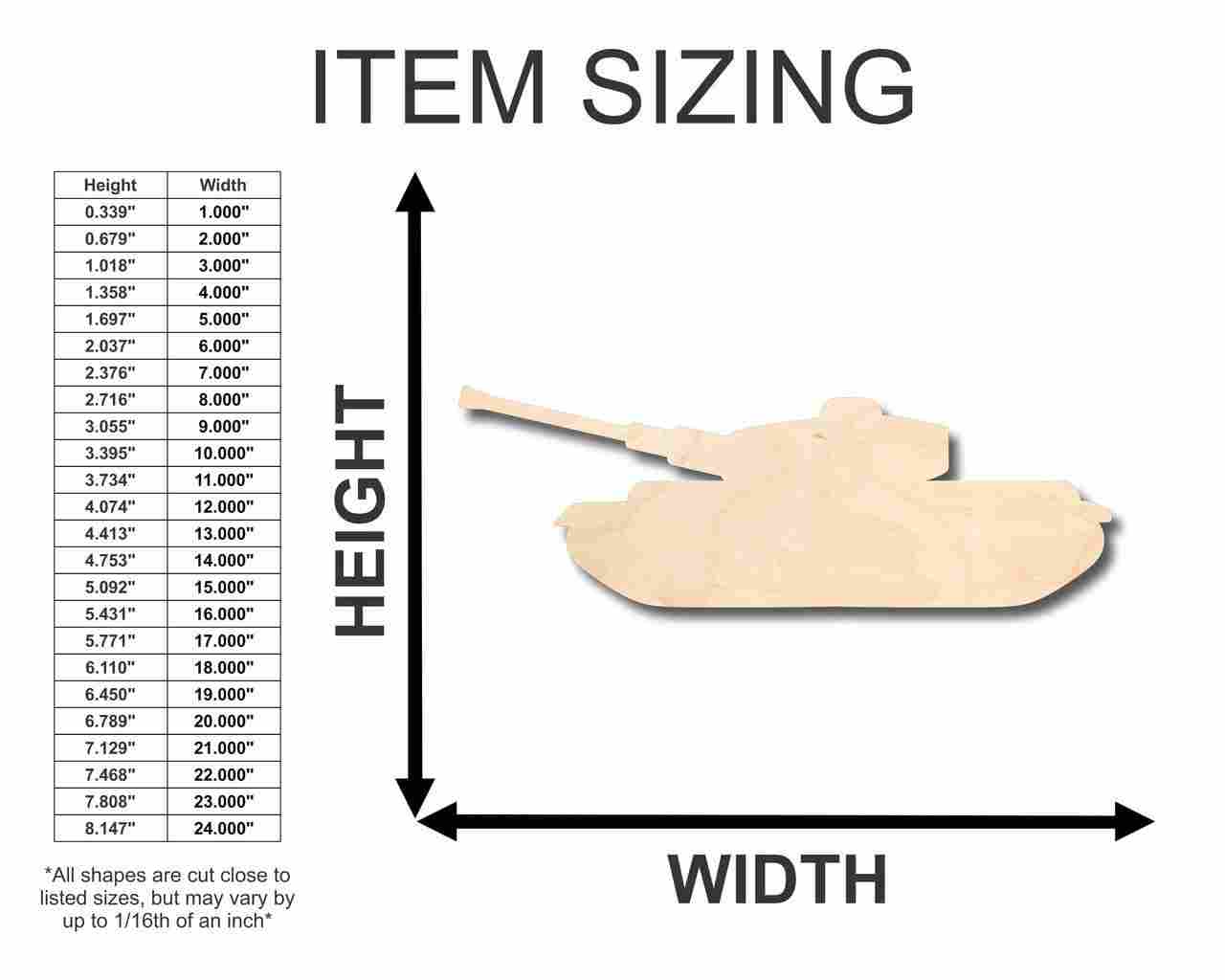DIY Unfinished Wood Tank Shape for Army, Marines, Military Crafts (Up to 46)