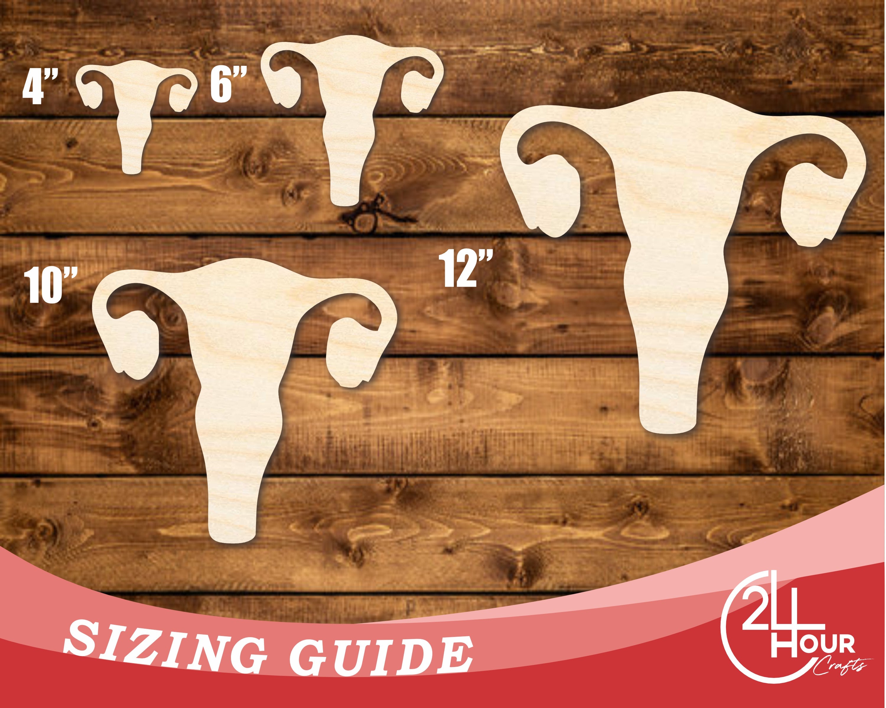 Unfinished DIY Craft Cutout in the Shape of a Uterus, Available for up to 46 DIY Projects