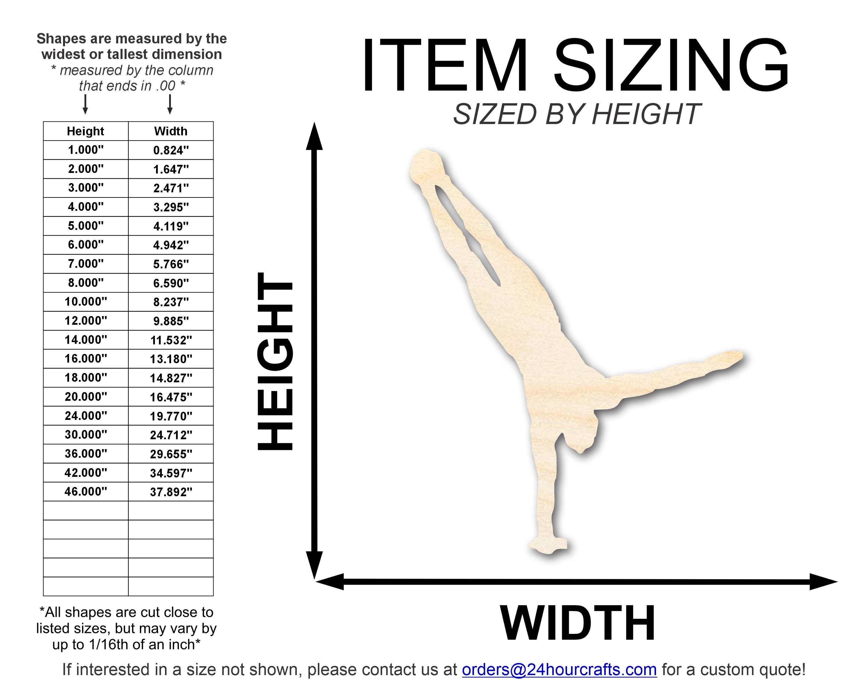 Unfinished Baltic Birch Wood Gymnast Hand Stand Shape DIY Craft Cutout with Up to 46 Inches Size Options