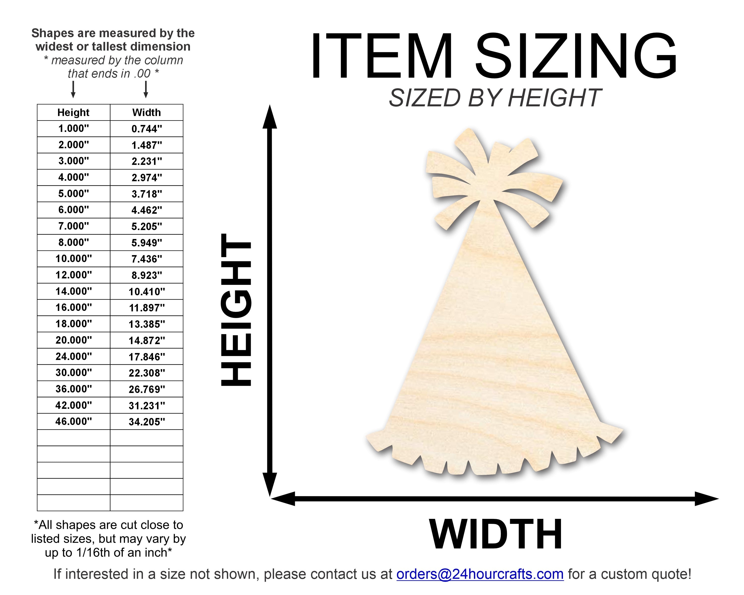 Unfinished Baltic Birch Wood Party Hat Shaped DIY Craft Cutouts - Up to 46 Inches for Multiple DIY Projects