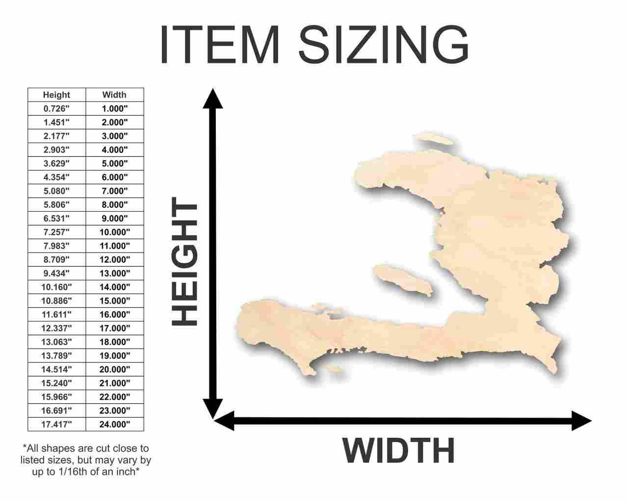 DIY Unfinished Wood Haiti Shape Craft Pieces up to 46 Inches