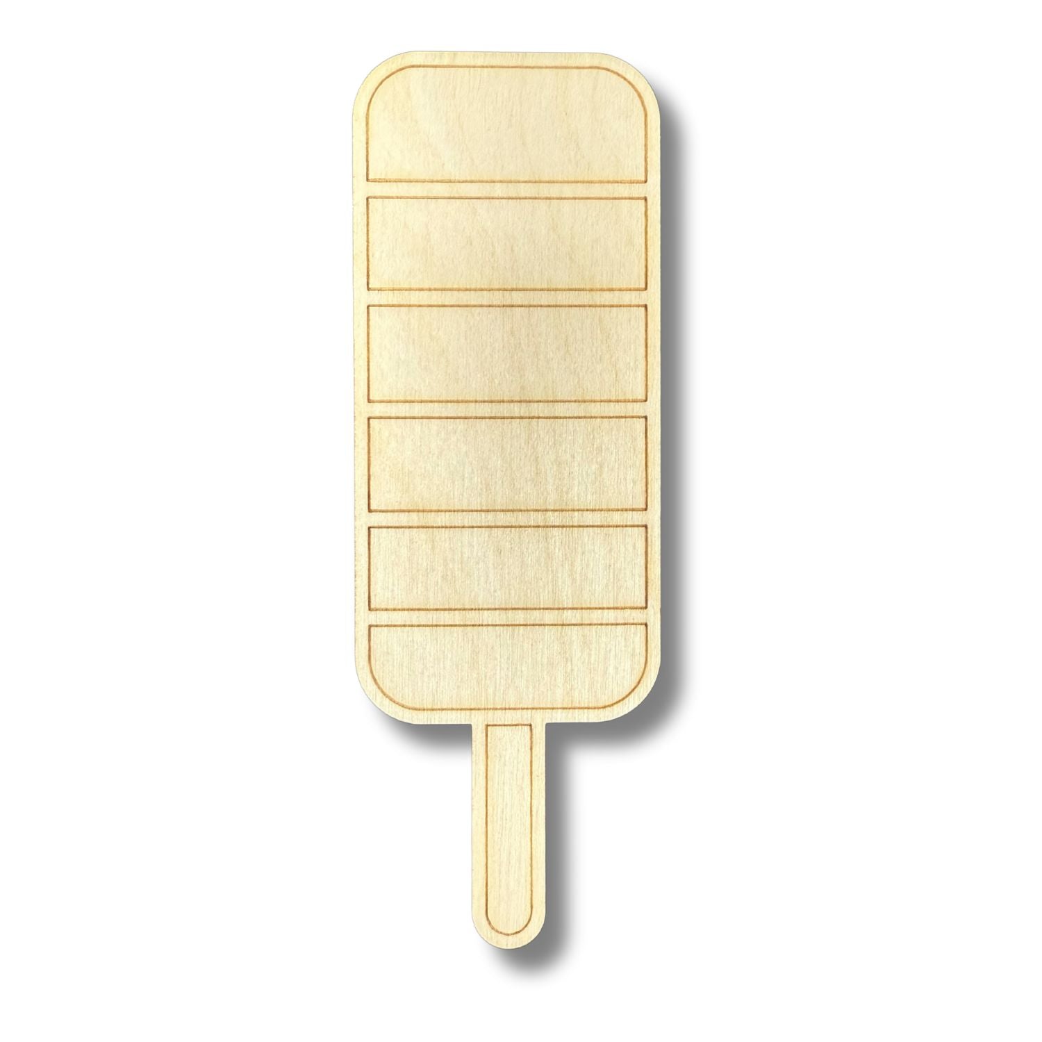 Unfinished Wood Etched Striped Popsicle Shape | Paint By Line Crafts | up to 30 DIY