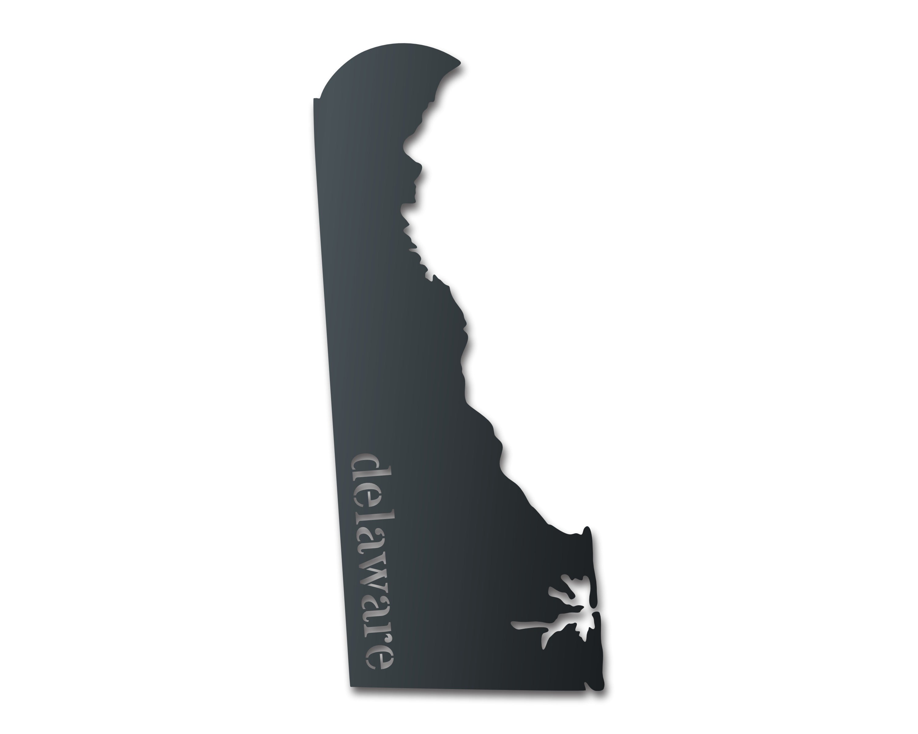 Customizable Metal Wall Art Sign Representing the US State of Delaware with 14 Different Color Choices