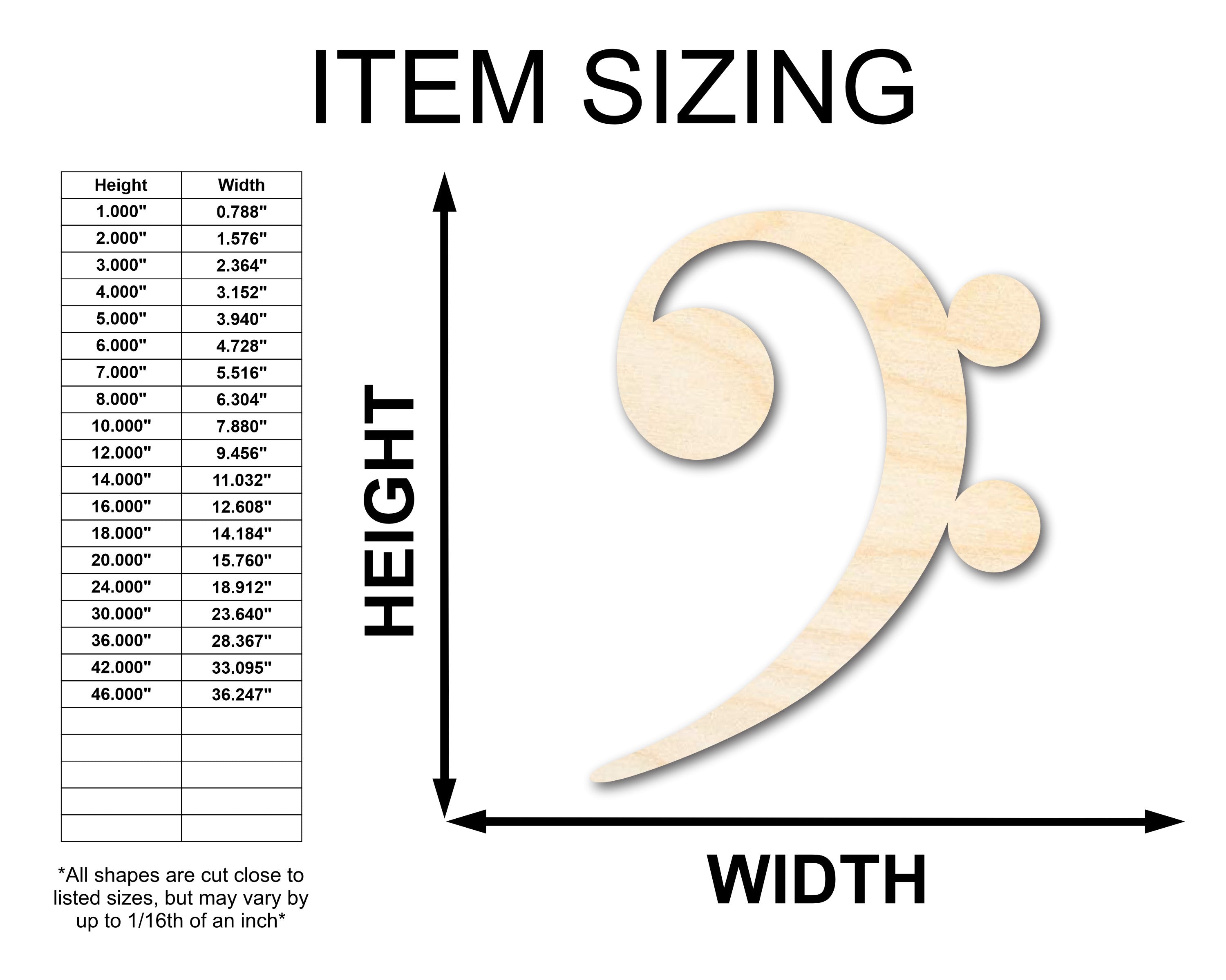 DIY Unfinished Wood Bass Clef Shapes for Music Nursery Crafts (Up to 24')