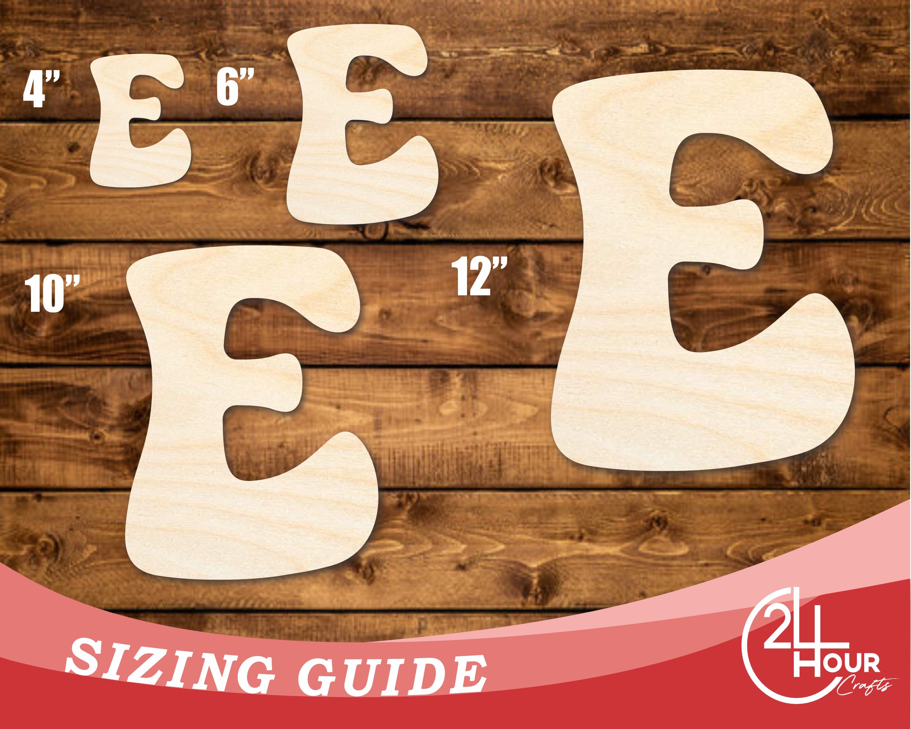 Unfinished Baltic Birch Wood Groovy E - Shaped DIY Craft Cutouts | Up to 46 Inches for Multiple DIY Projects