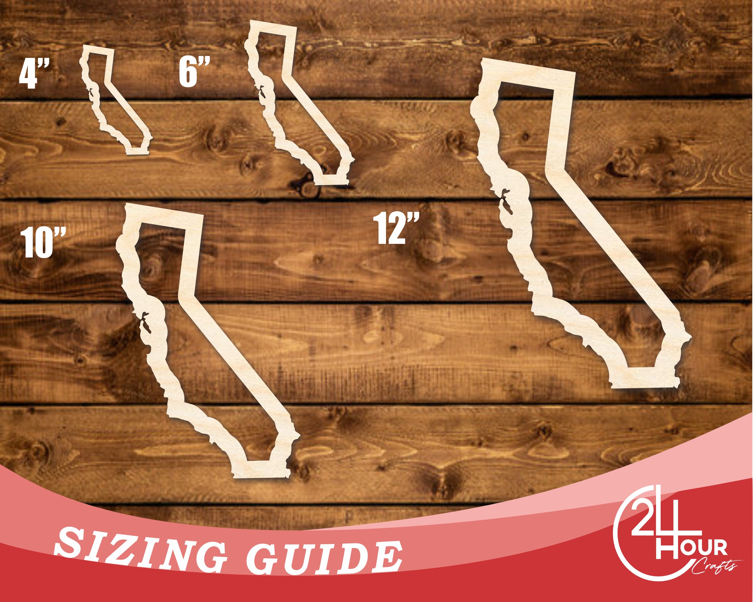 DIY Unfinished Baltic Birch California Outline Shape Cutouts up to 46 Inches