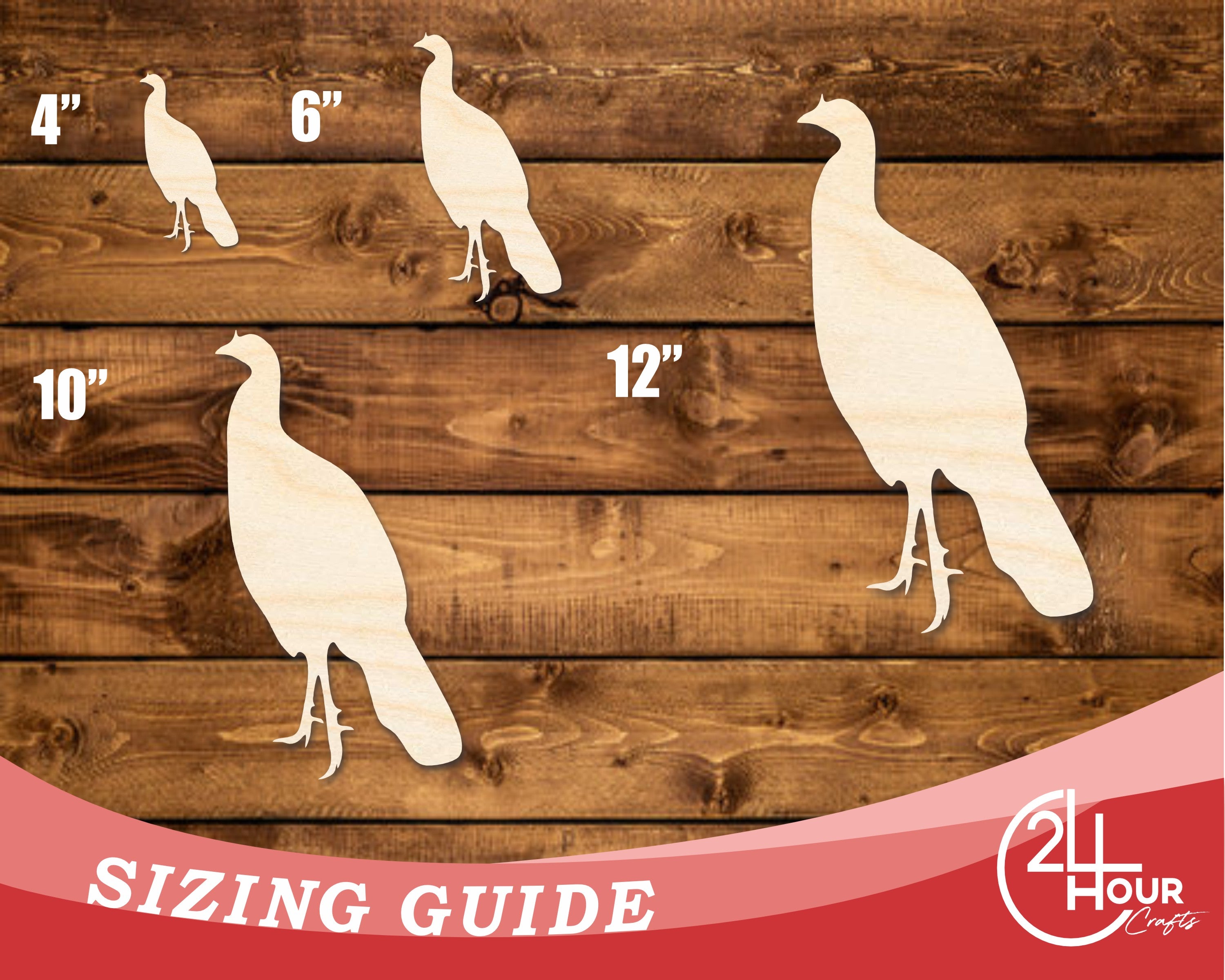 DIY Unfinished Baltic Birch Turkey Shape Cutout, Up to 46 Inches