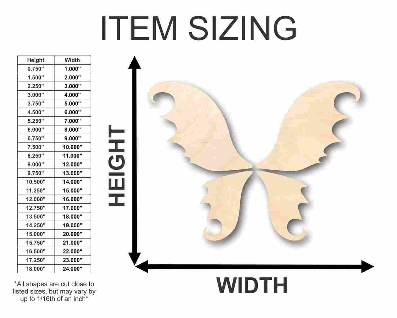 DIY Unfinished Wood Fairy Wings - 4 Piece Mythical Craft Set up to 46 DIY