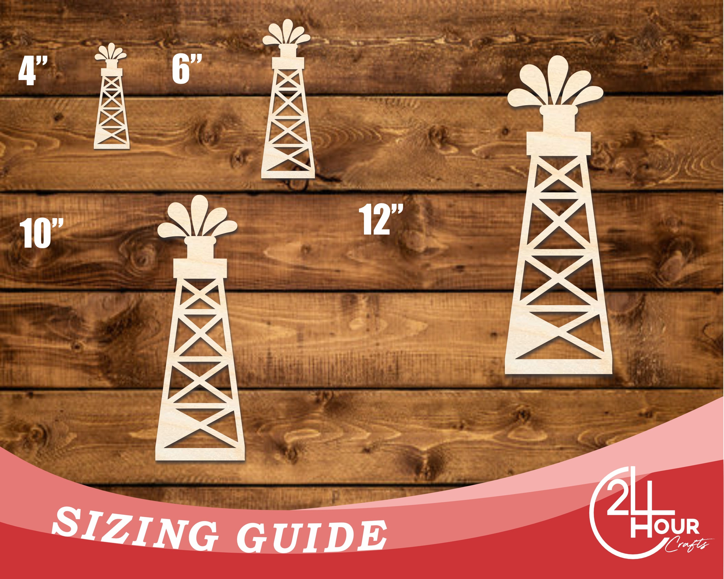DIY Unfinished Baltic Birch Wood Oil Rig Shape Cutout up to 46 Inches