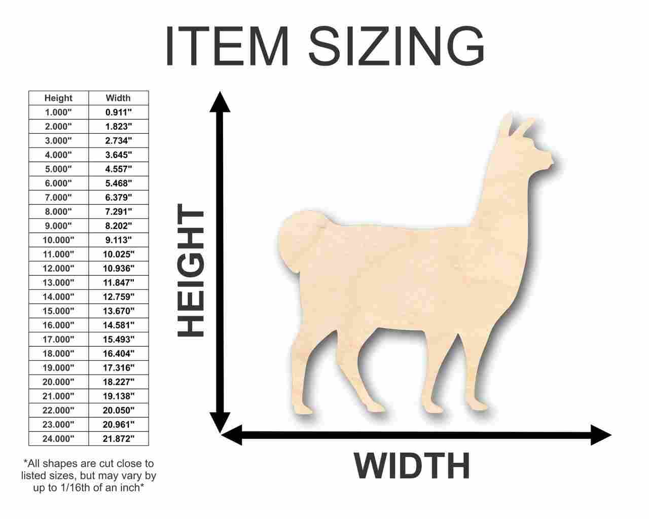 Unfinished DIY Wood Llama Shape for Farm Animal Crafts, Sizes Up to 46 Inches