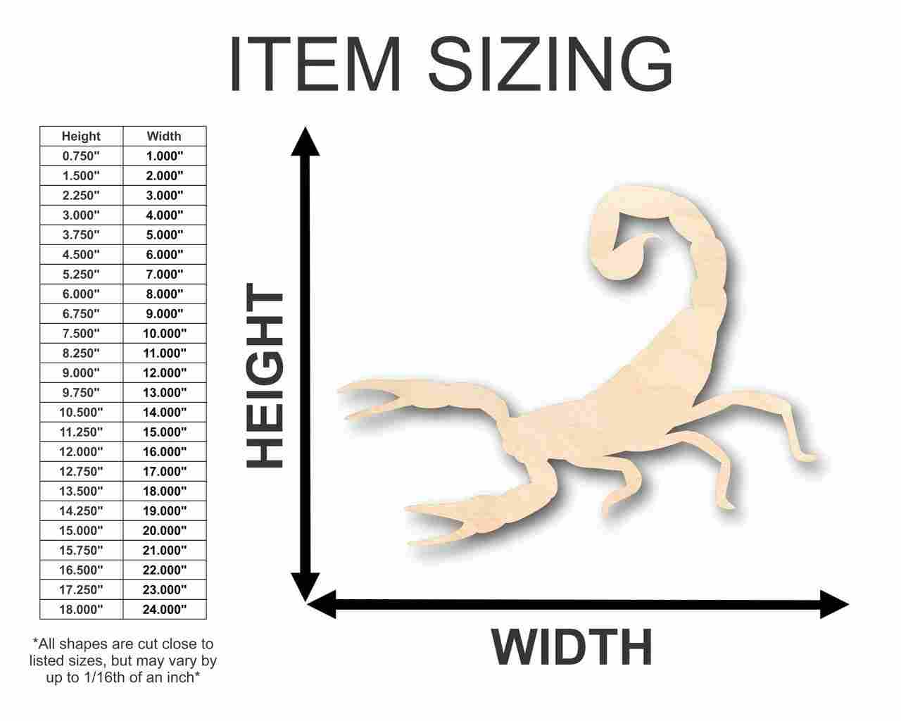 Unfinished Baltic Birch Plywood Scorpion Shape - Ideal for Desert Animal Themed DIY Crafts, Sizes Up to 24 Inches