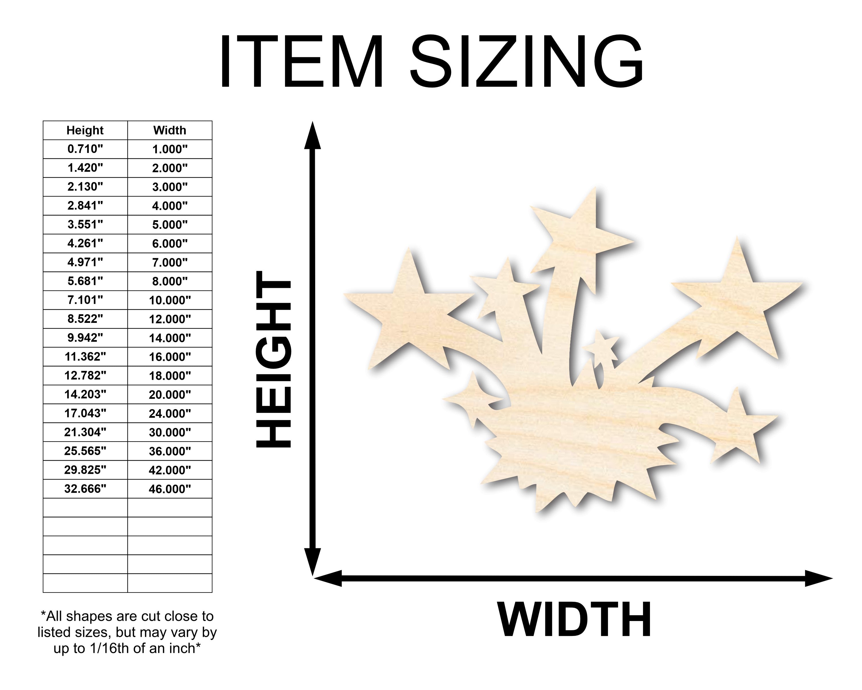 Unfinished Wood Fireworks - Shaped Craft Supplies Suitable for Up to 46 - Piece Projects