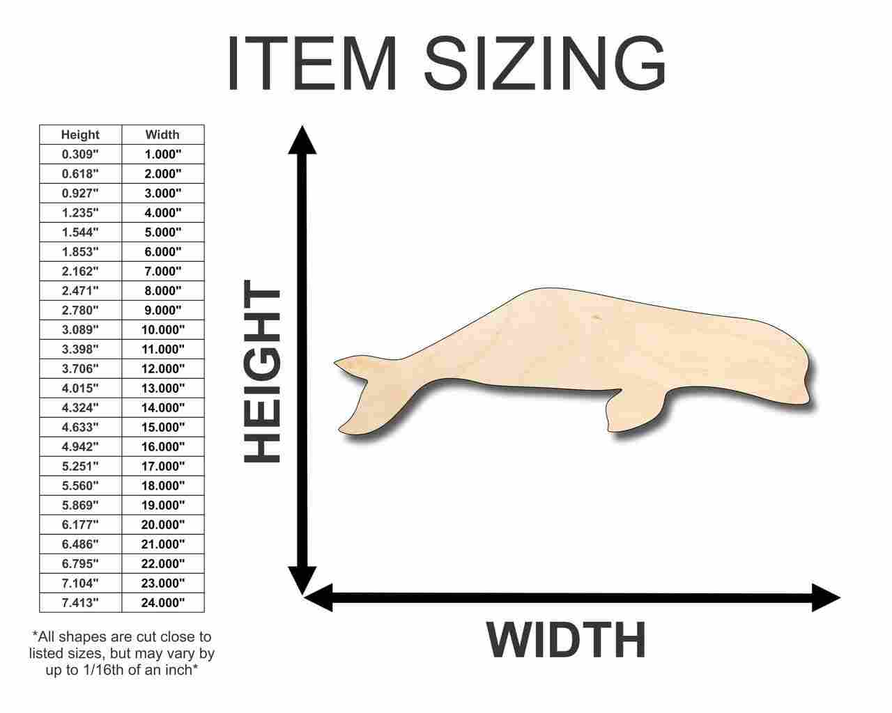 DIY Unfinished Baltic Birch Wood Beluga Whale Shape - Up to 46 Inches