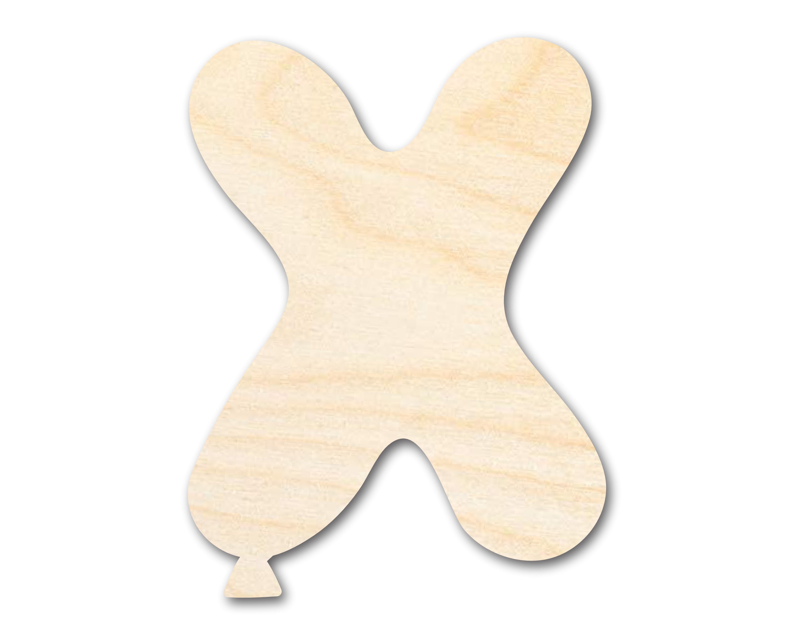 Unfinished DIY Craft Cutout: Wood Balloon Letter X Shape with Up to 46 DIY Options
