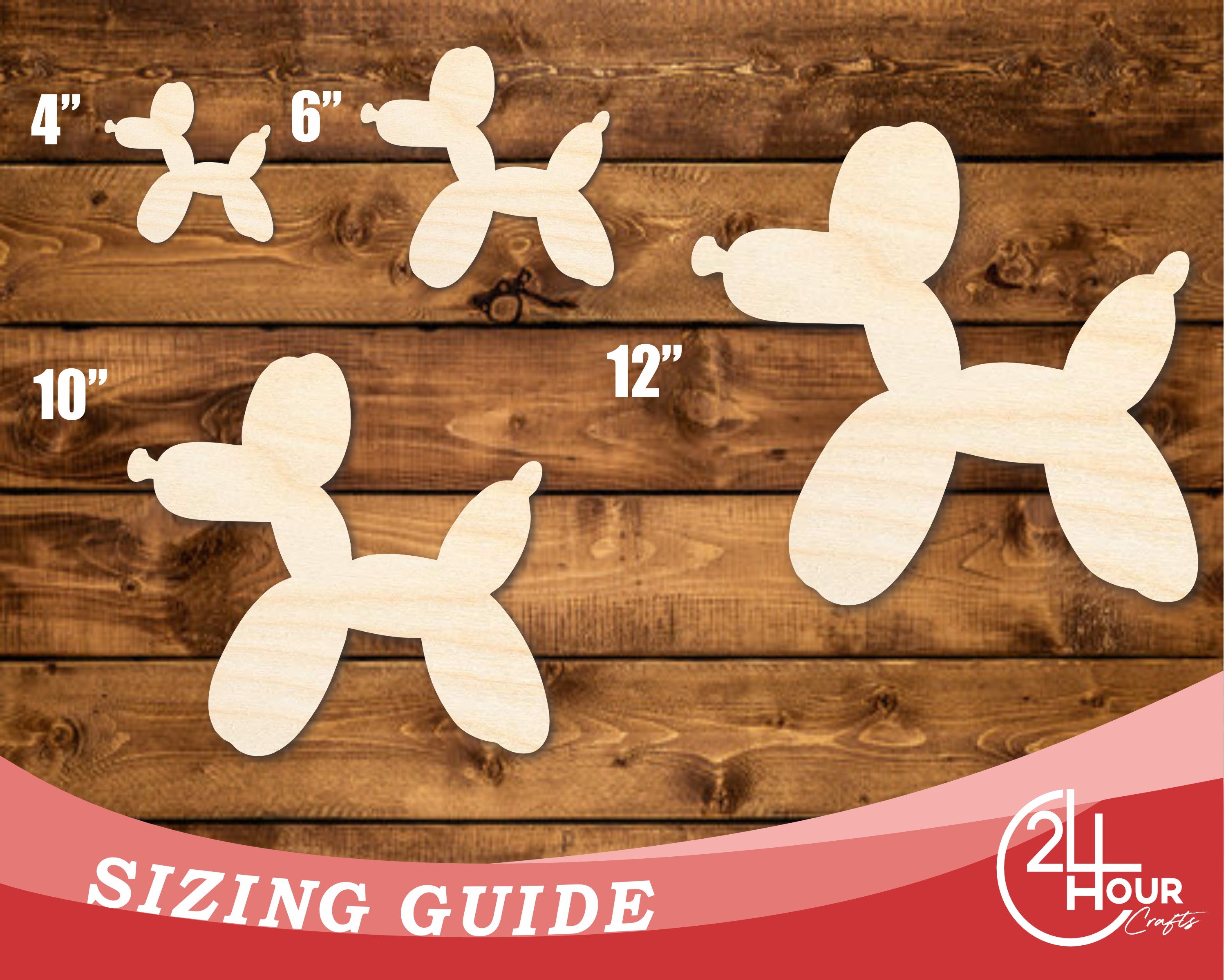 Unfinished Baltic Birch Wood DIY Craft Cutout in Happy Balloon Dog Shape | Up to 46 Inches for Multiple DIY Projects
