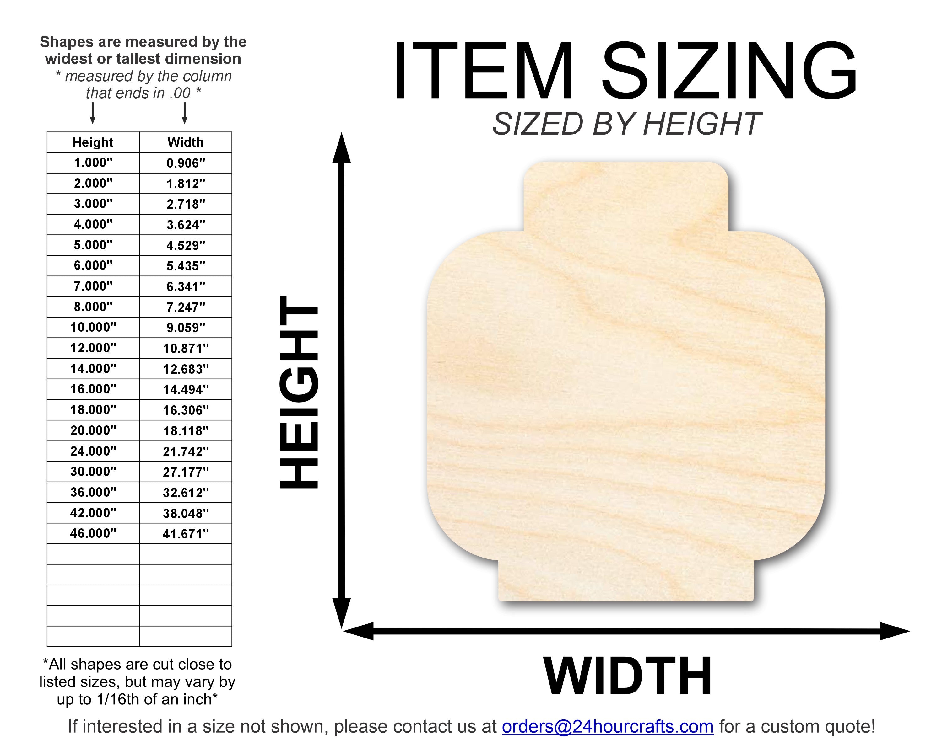 Unfinished DIY Craft Cutout in the Shape of a Wood Block Head | Up to 46 Different DIY Options