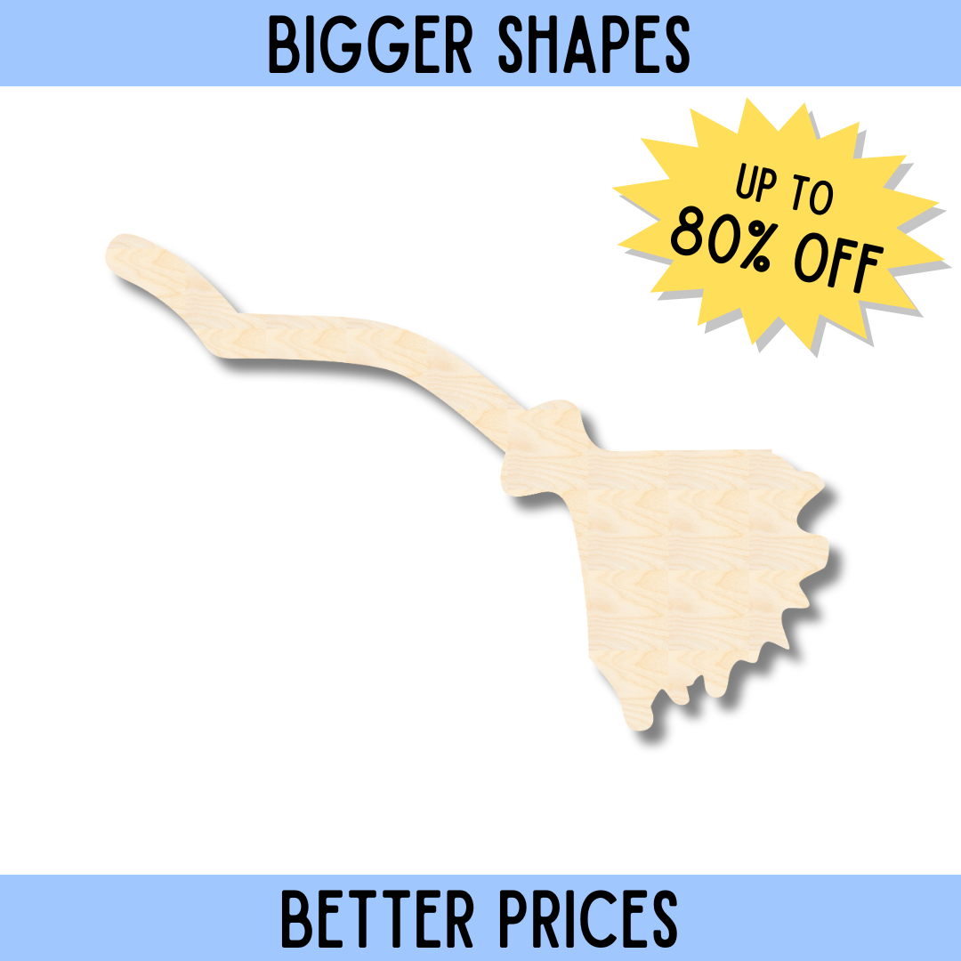 Enhanced DIY Craft Cutout: Unfinished Wood Crooked Flying Broom Silhouette from the Bigger and Improved Collection