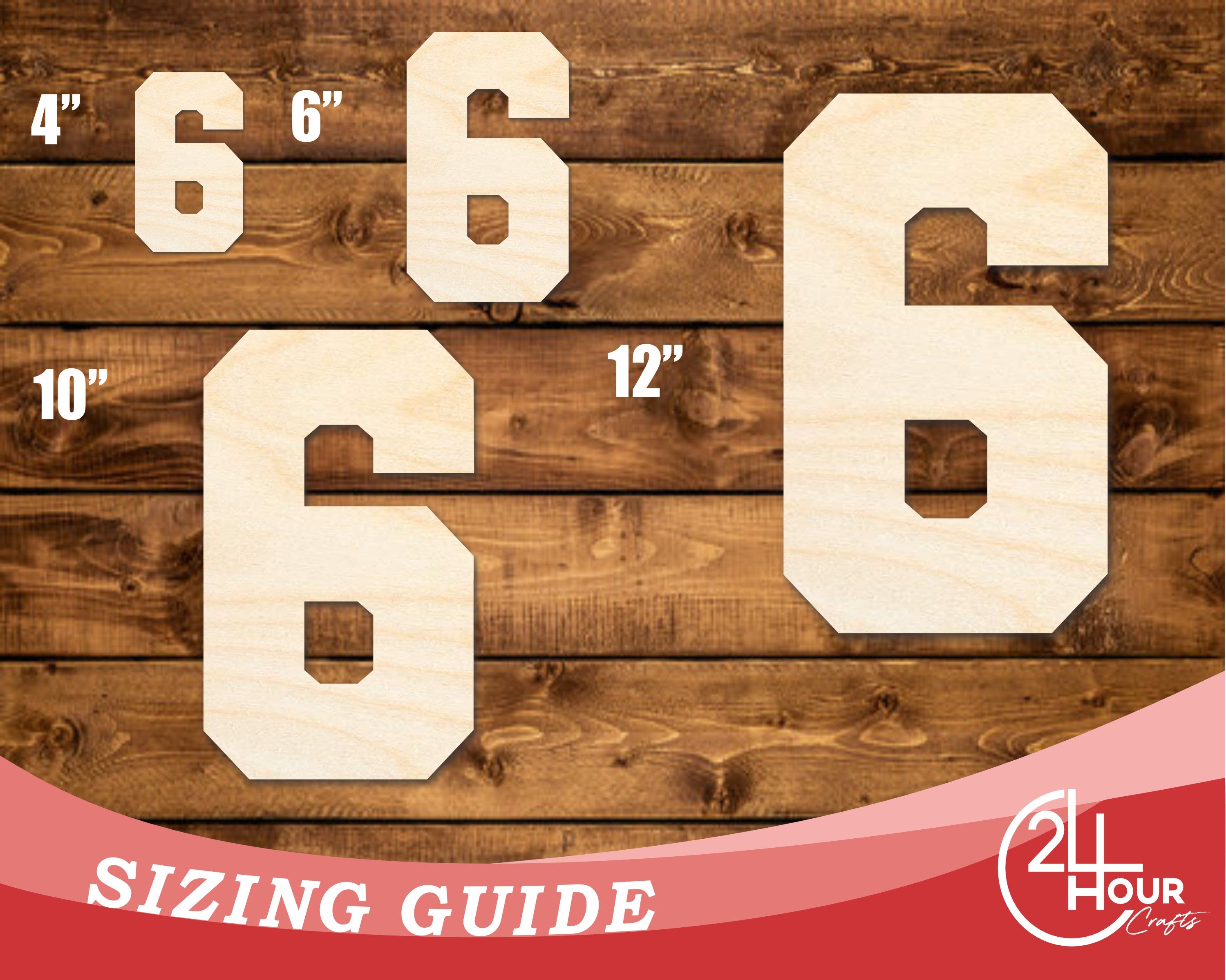 DIY Unfinished Baltic Birch Wood Varsity Number Six Shape up to 46 Inches