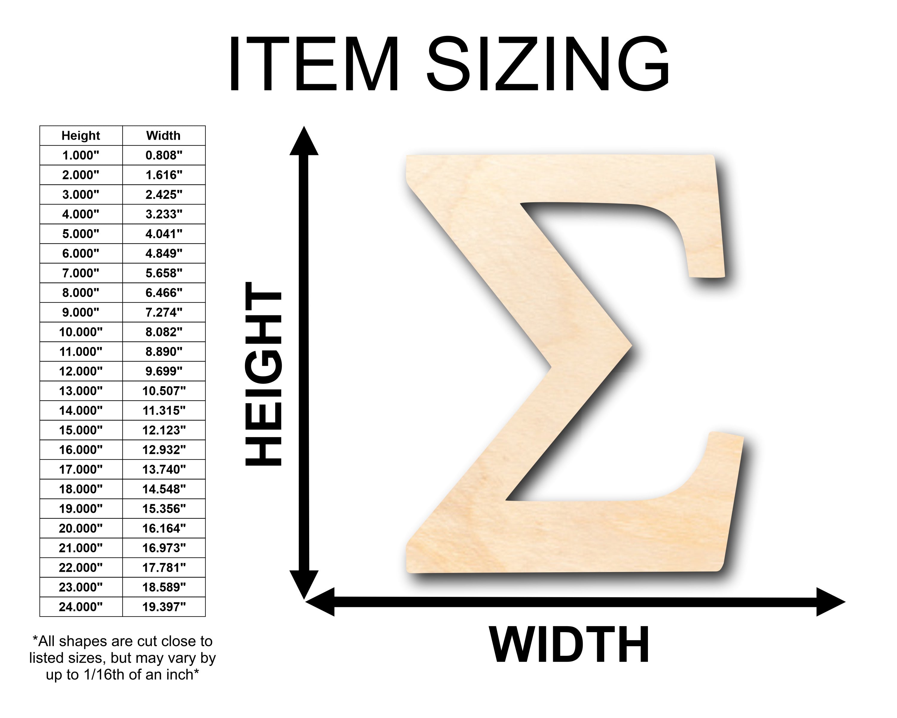Unfinished Baltic Birch Sigma Shape for Up to 46 DIY Crafts