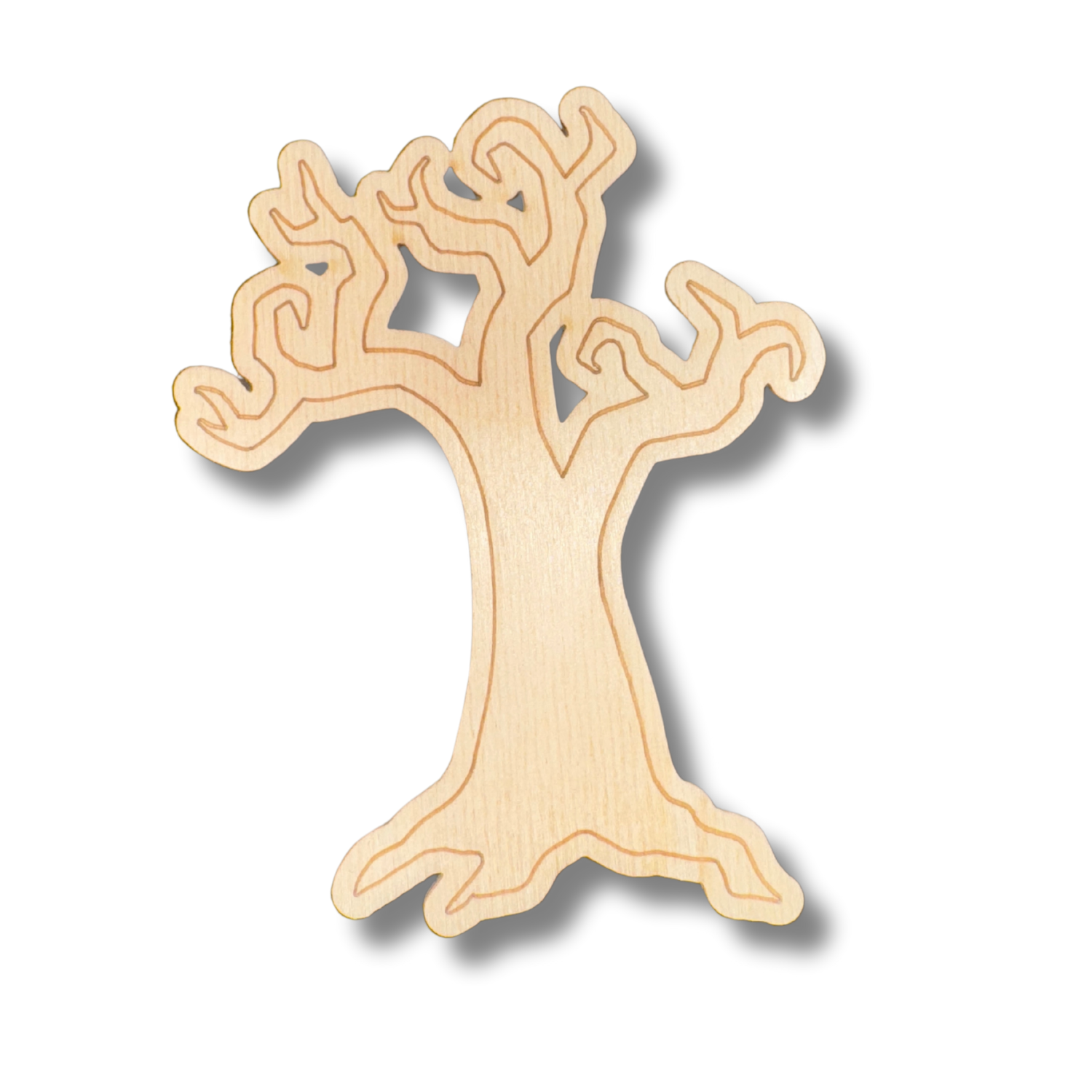 Unfinished DIY Wood Crafts: Etched Spooky Tree Shapes for Painting, up to 30 Sizes