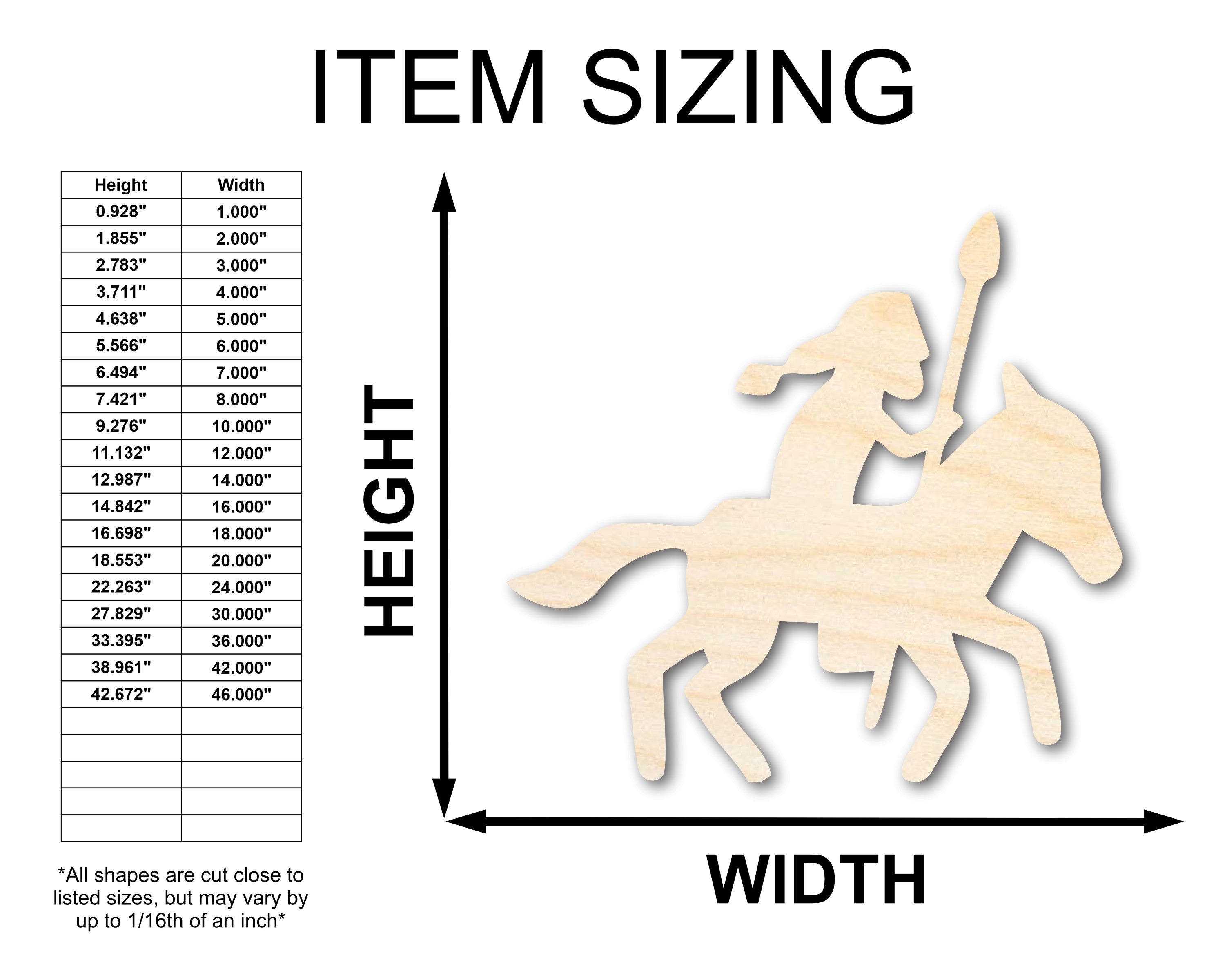 Unfinished Wood Craft - Spearman Shape Available up to 46 Inches